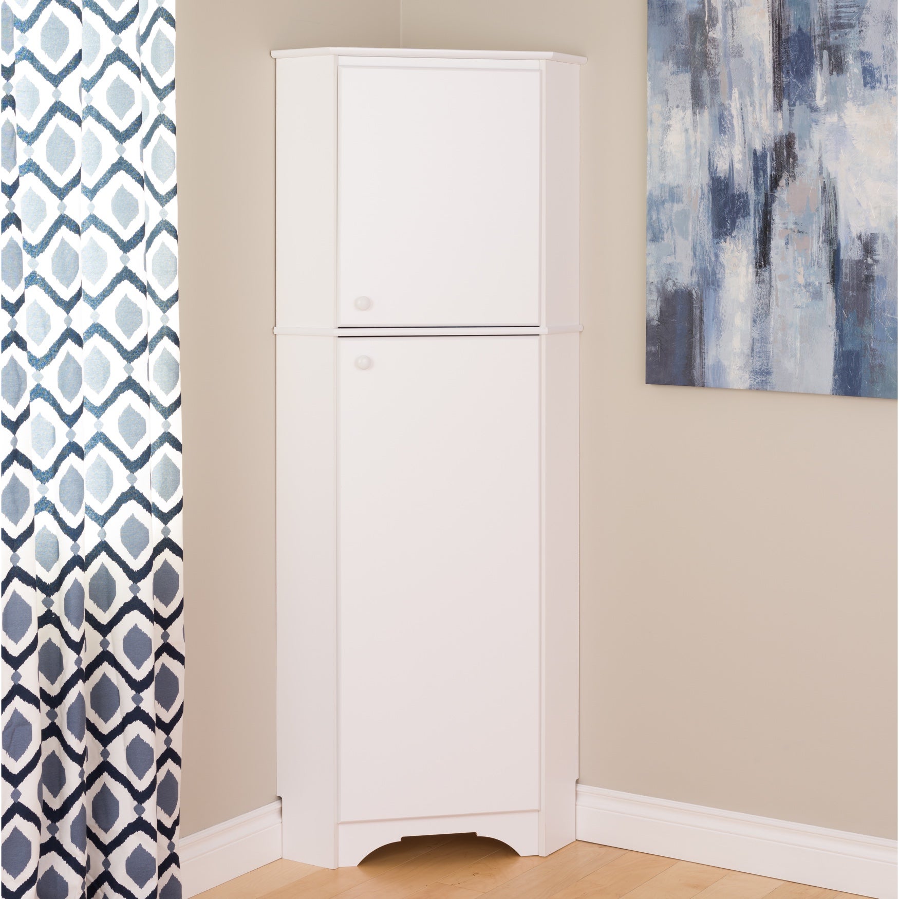 Elite White Tall 2 Door Corner Storage Cabinet Brylane Home