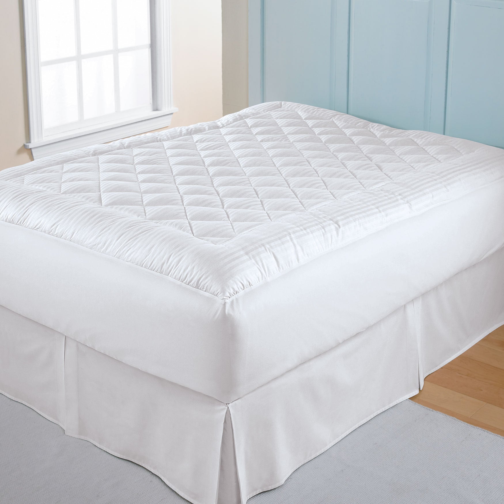 300 Tc Dobby Stripe Mattress Pad Mattress Pads Toppers Brylane Home