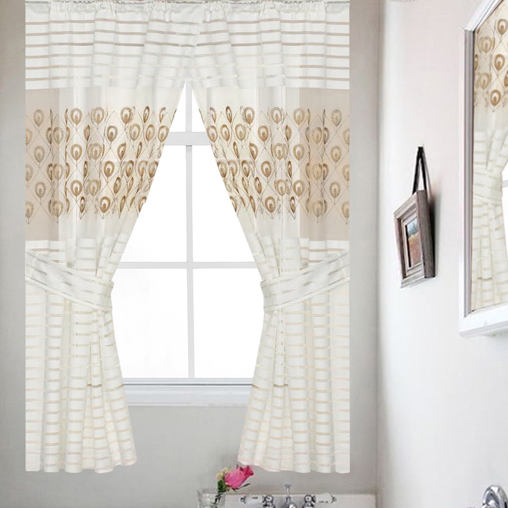 Simple Seraphina Window Curtain, Beige Gold Brylane Home