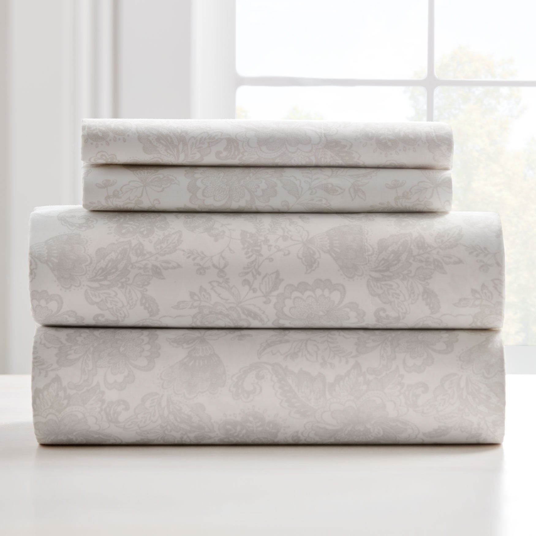 200TC Percale Classic Floral Print Sheet Set Bedding Brylane Home