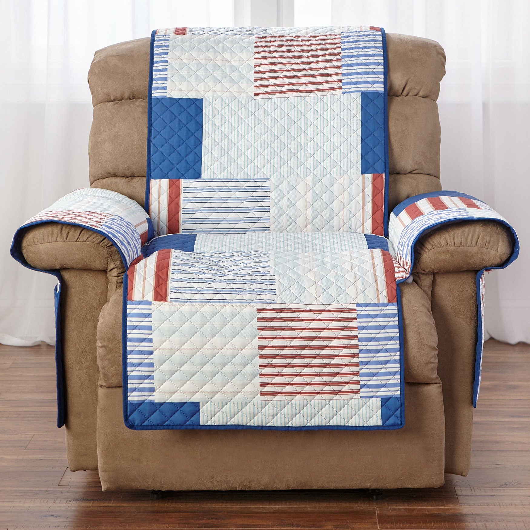 Printed Faux Patchwork Recliner Protector Plus Size Recliner Covers