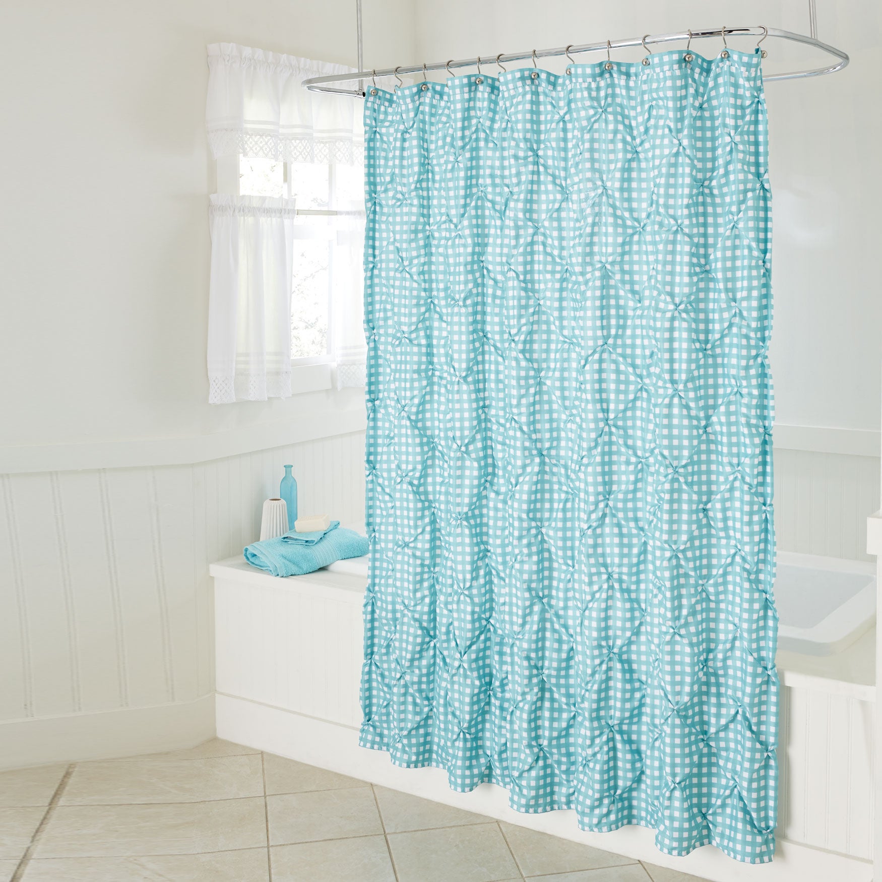 Lucy Gingham Shower Curtain Bath Brylane Home