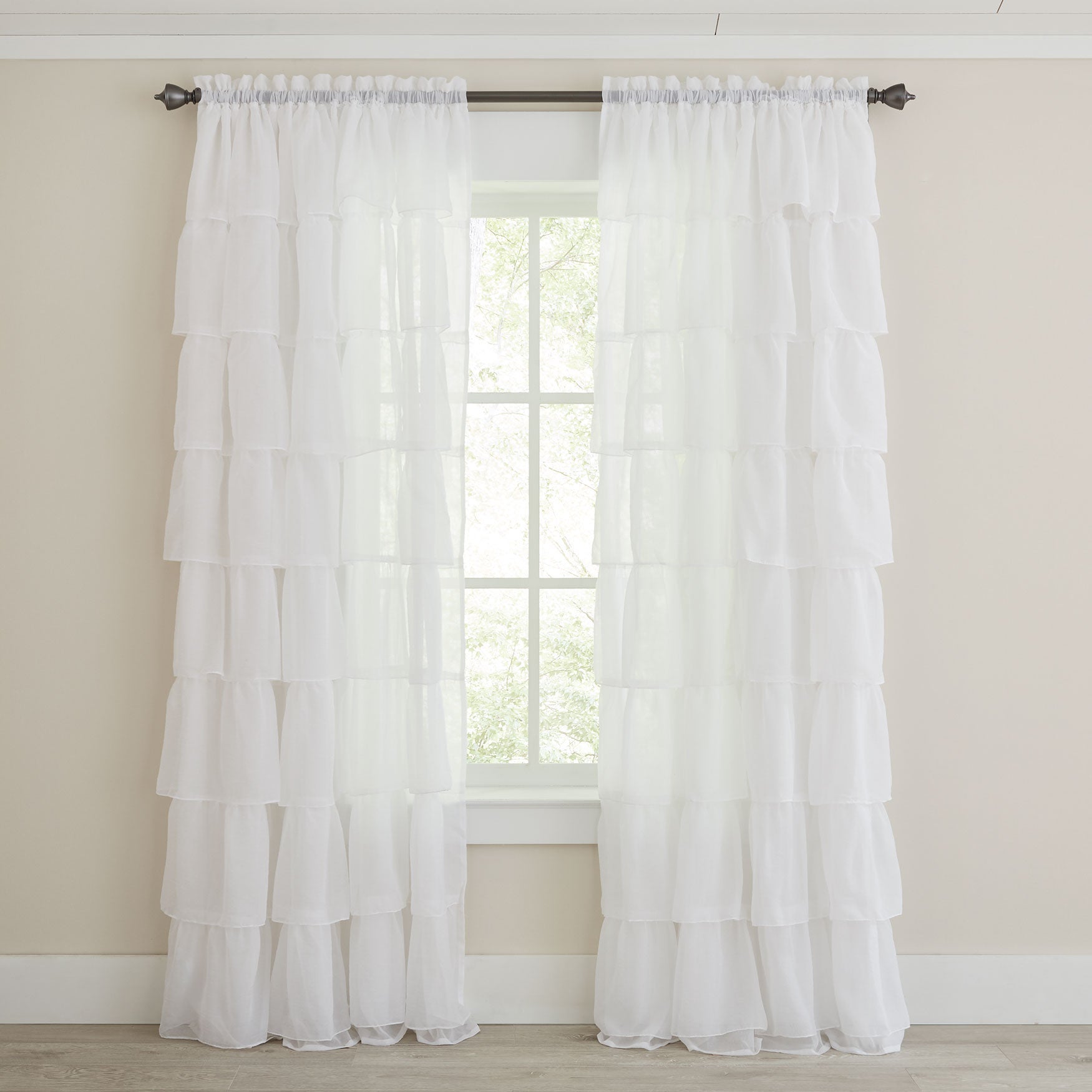 Gypsy Layered Ruffle Panel Sheer Curtains Brylane Home
