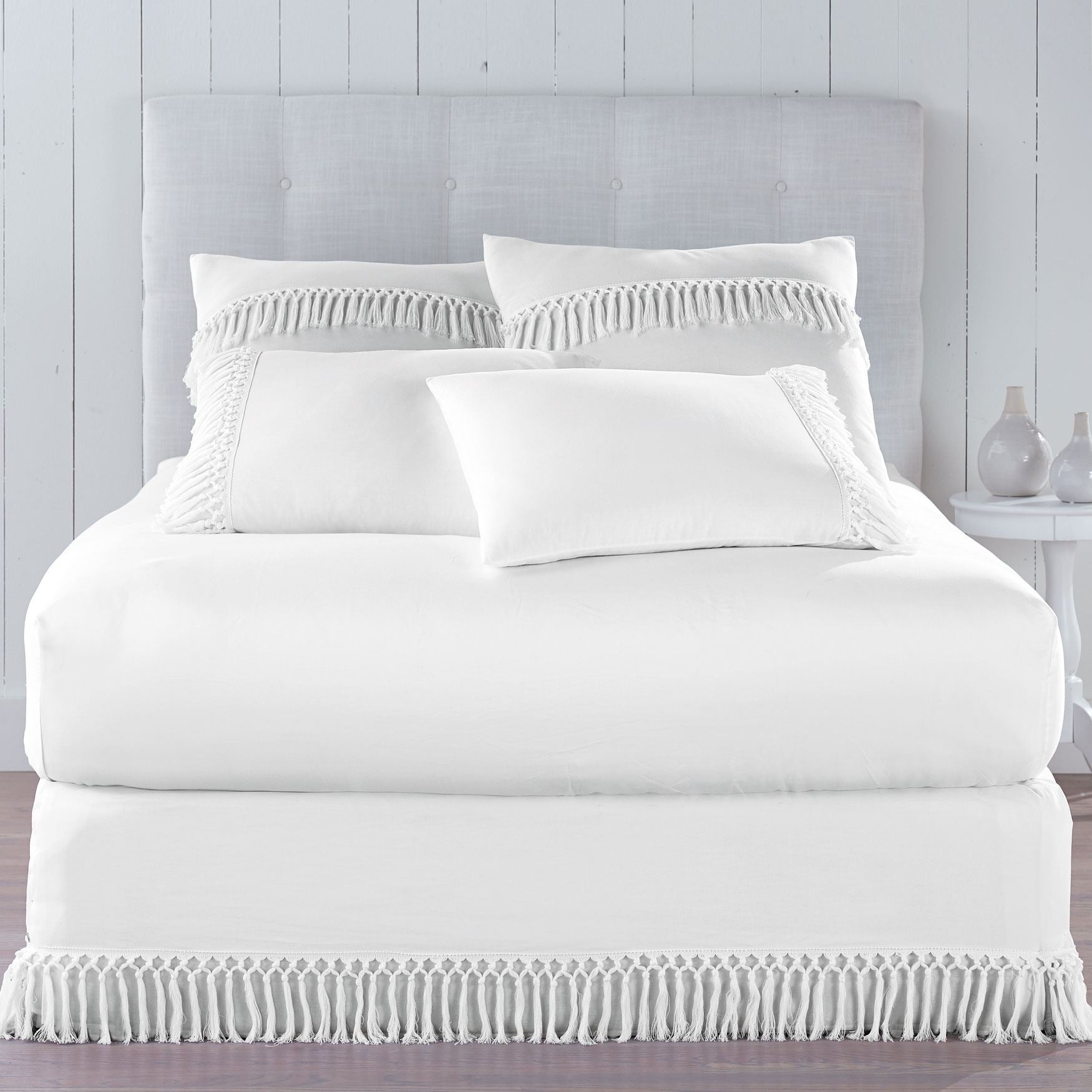 Cotton Tassel Bed Skirt and Sham, 