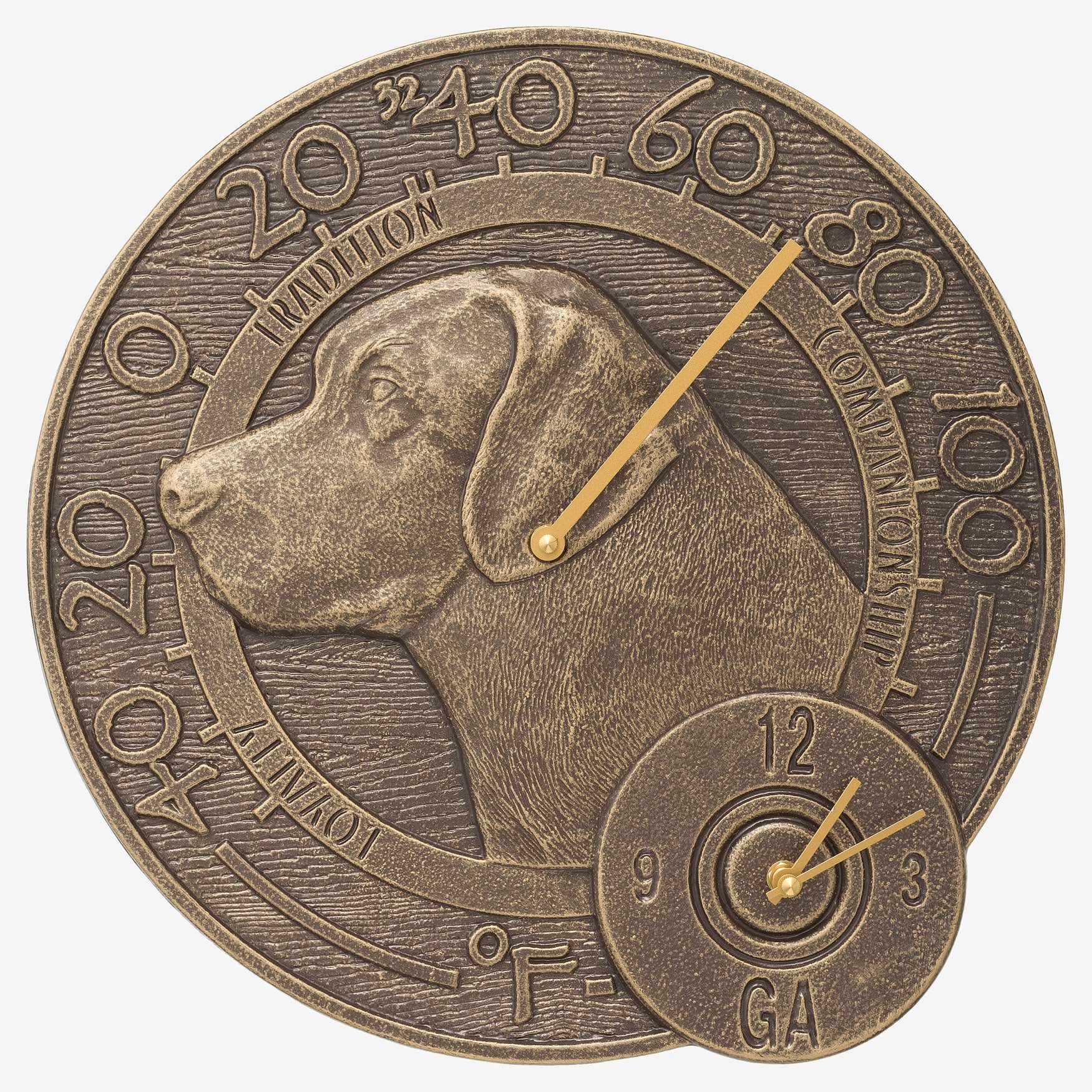 Labrador 14" Indoor Outdoor Wall Thermometer With Clock ...