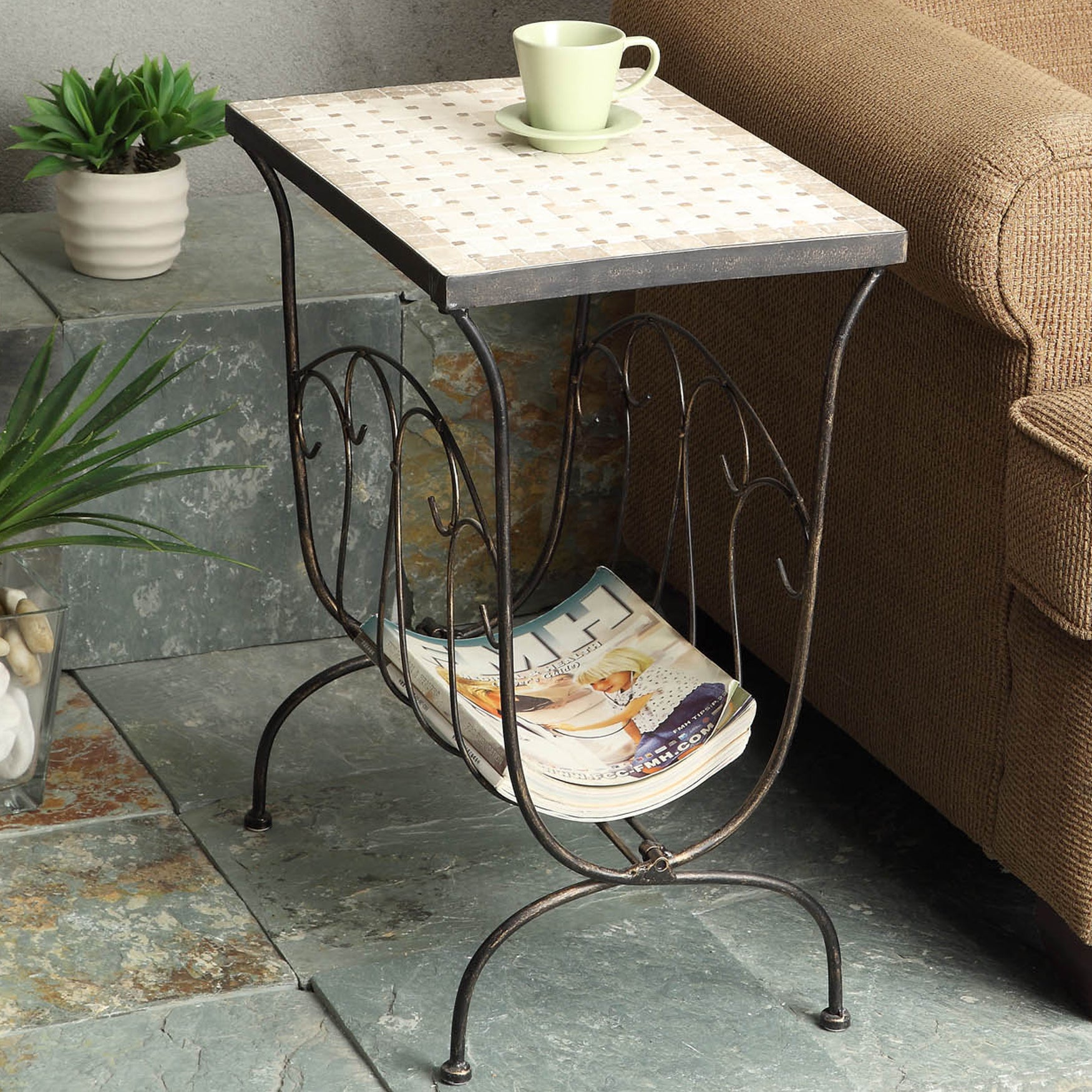 Travertine Magazine End Table Coffee, End & Side Tables Brylane Home