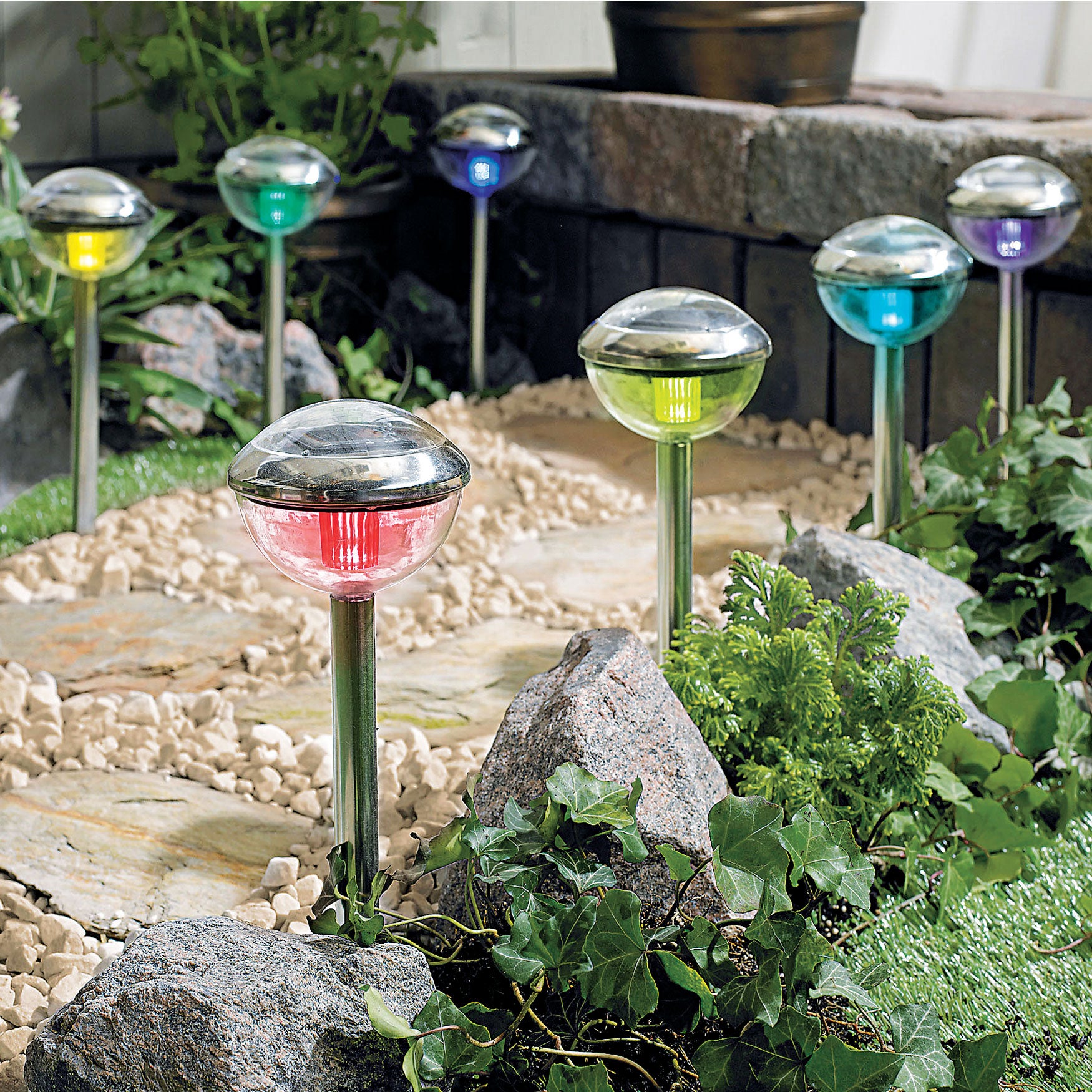 Color Changing Solar Lights Set Of 8 Garden Planters Brylane