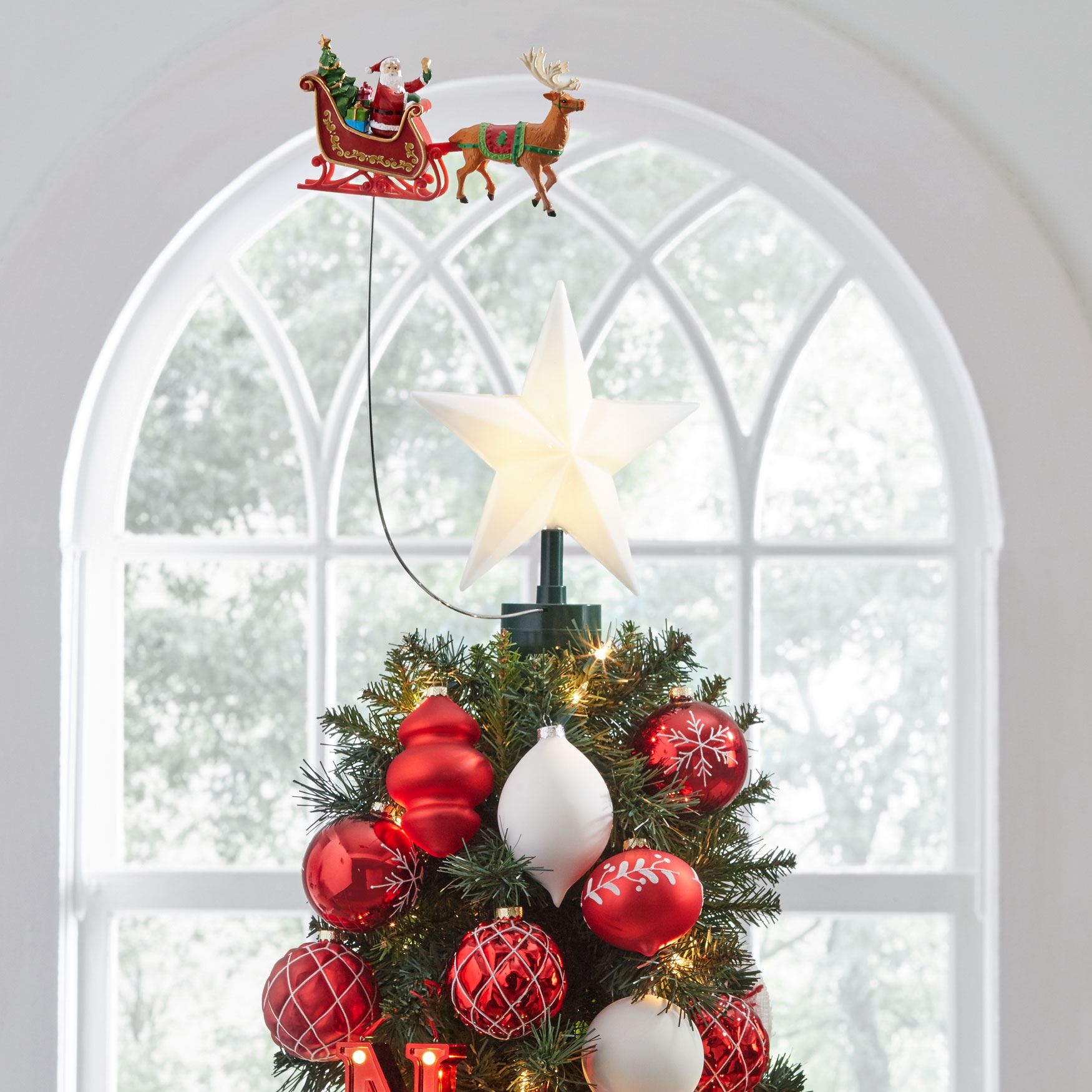 Animated Santa Sleigh Tree Topper| Christmas | Brylane Home