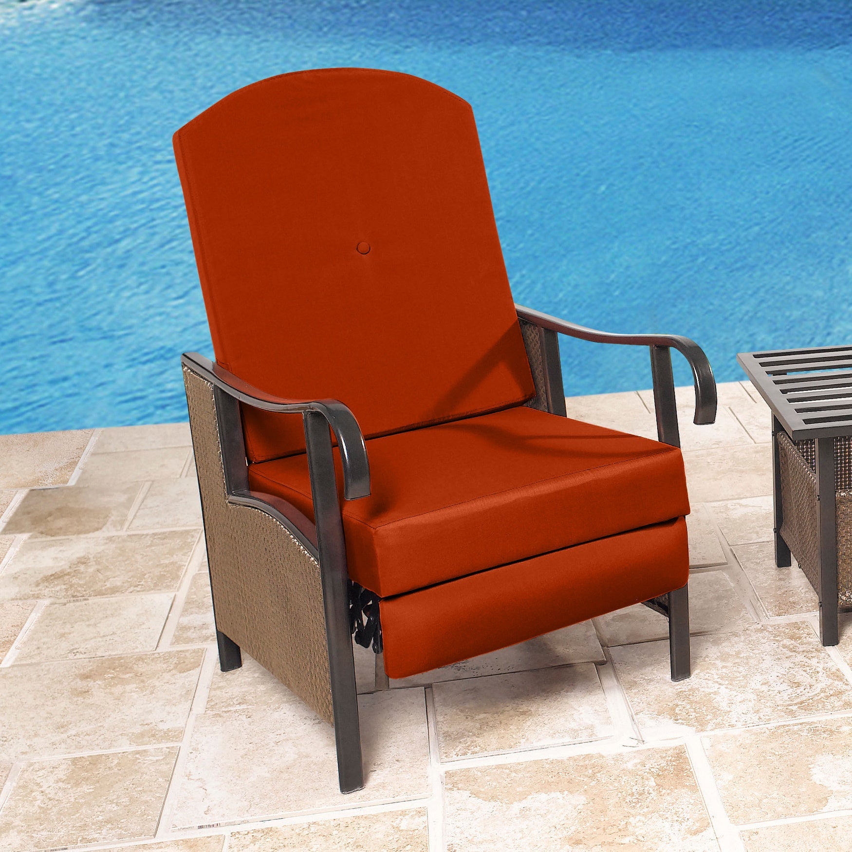 Extra Wide Outdoor Recliner with Cushion Outdoor Chairs Brylane Home