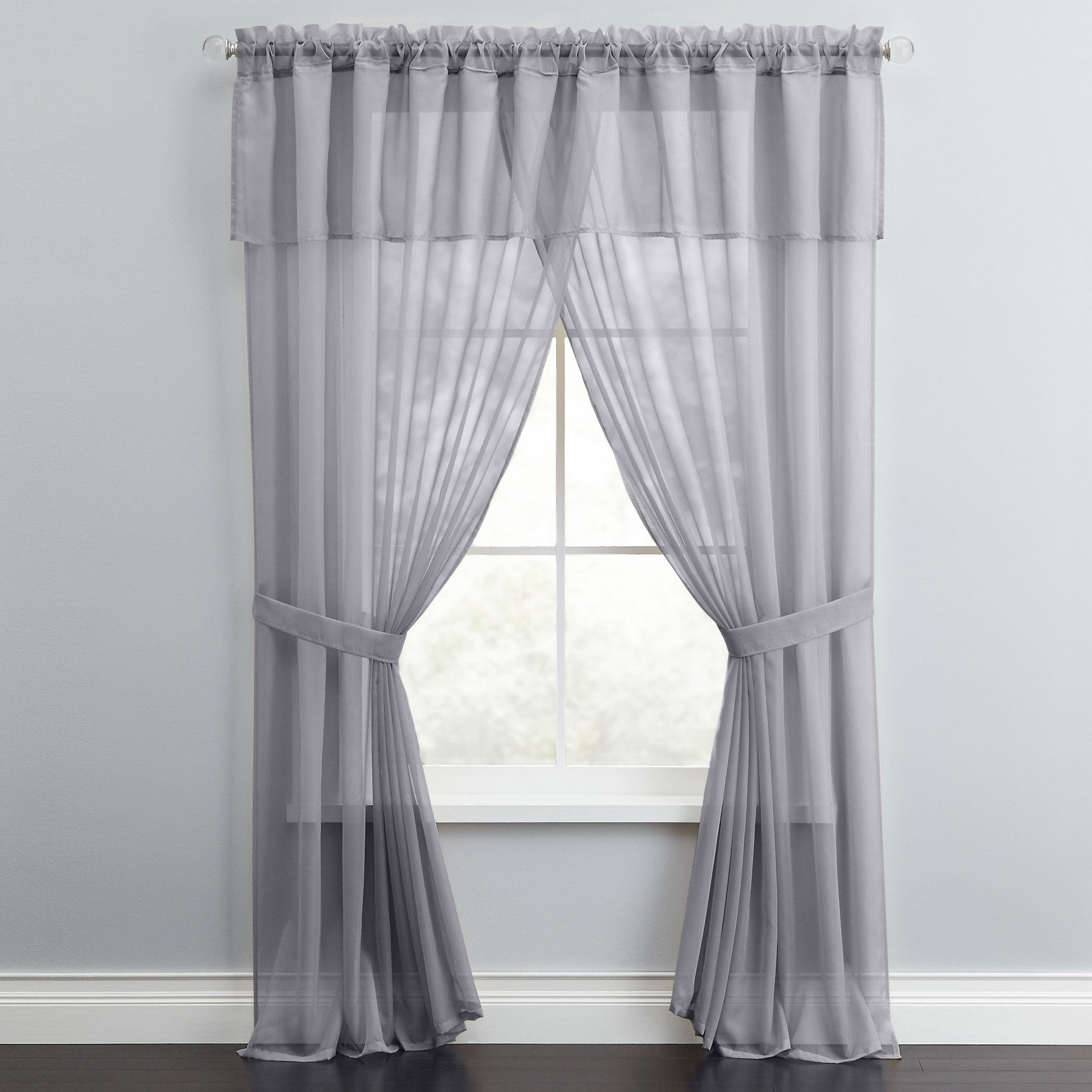 Bh Studio Sheer Voile 5 Pc One Rod Curtain Set Curtains