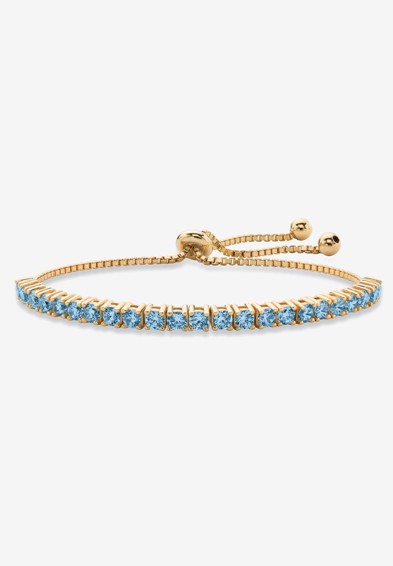 Gold-Plated Bolo Bracelet, Simulated Birthstone 9.25