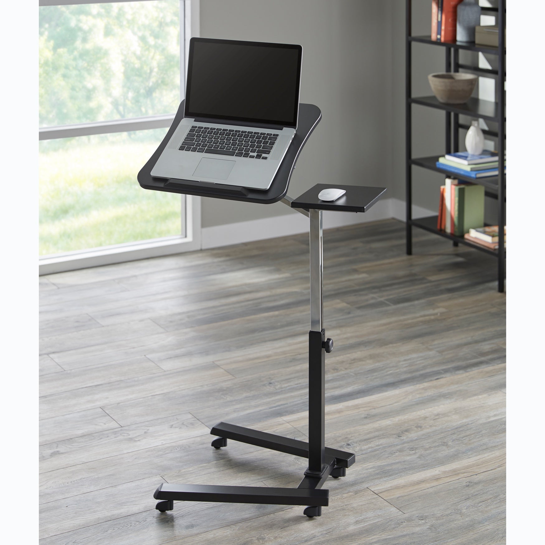 Simple Adjustable Laptop Cart with Work Station, Black Brylane Home