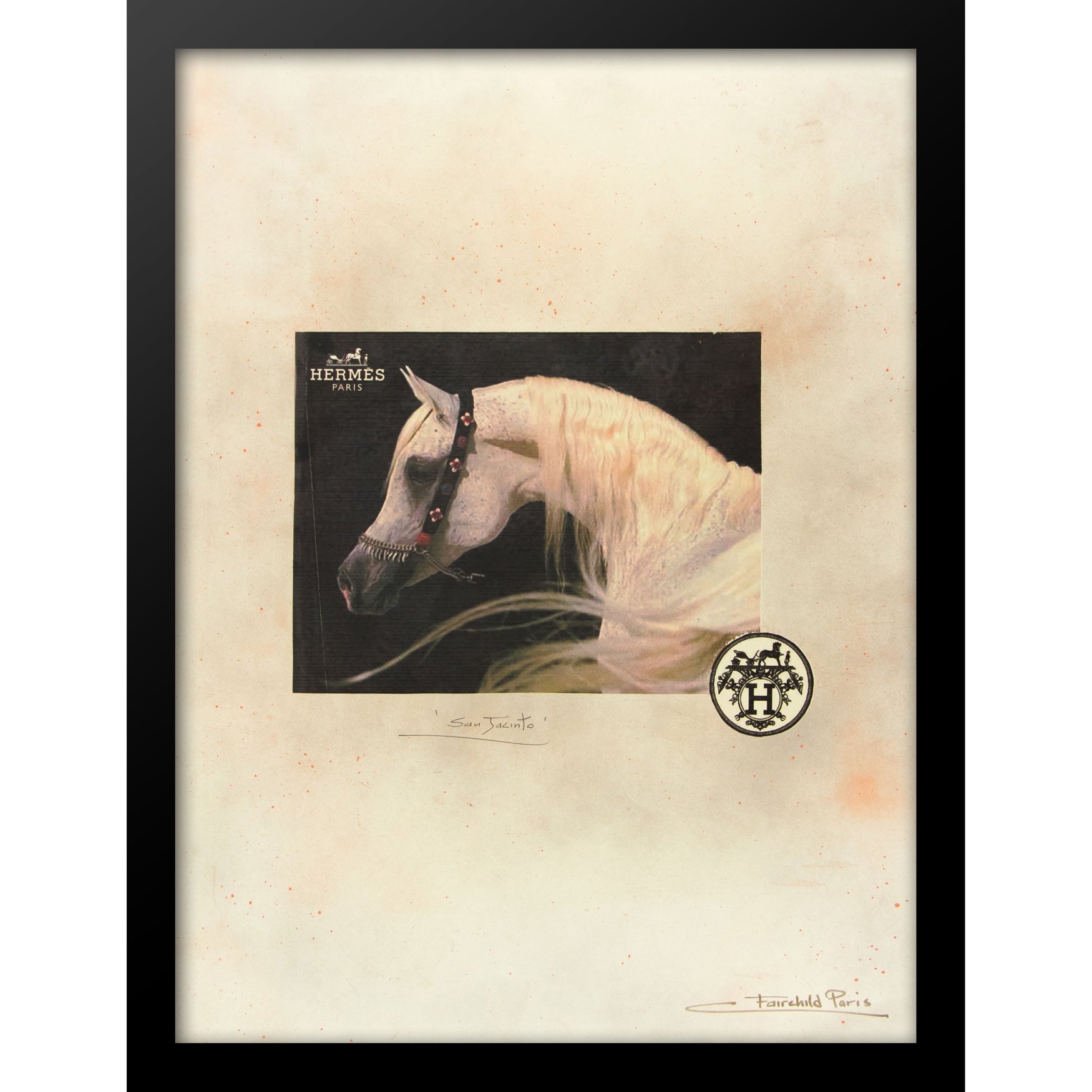 Traditional Hermes Horse 14x18 Framed Print, Tan Brylane Home