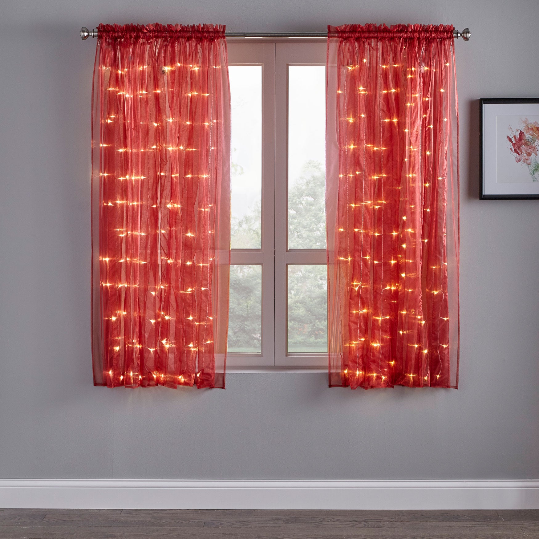63 Quot Pre Lit Rod Pocket Curtain Panel Sheer Curtains