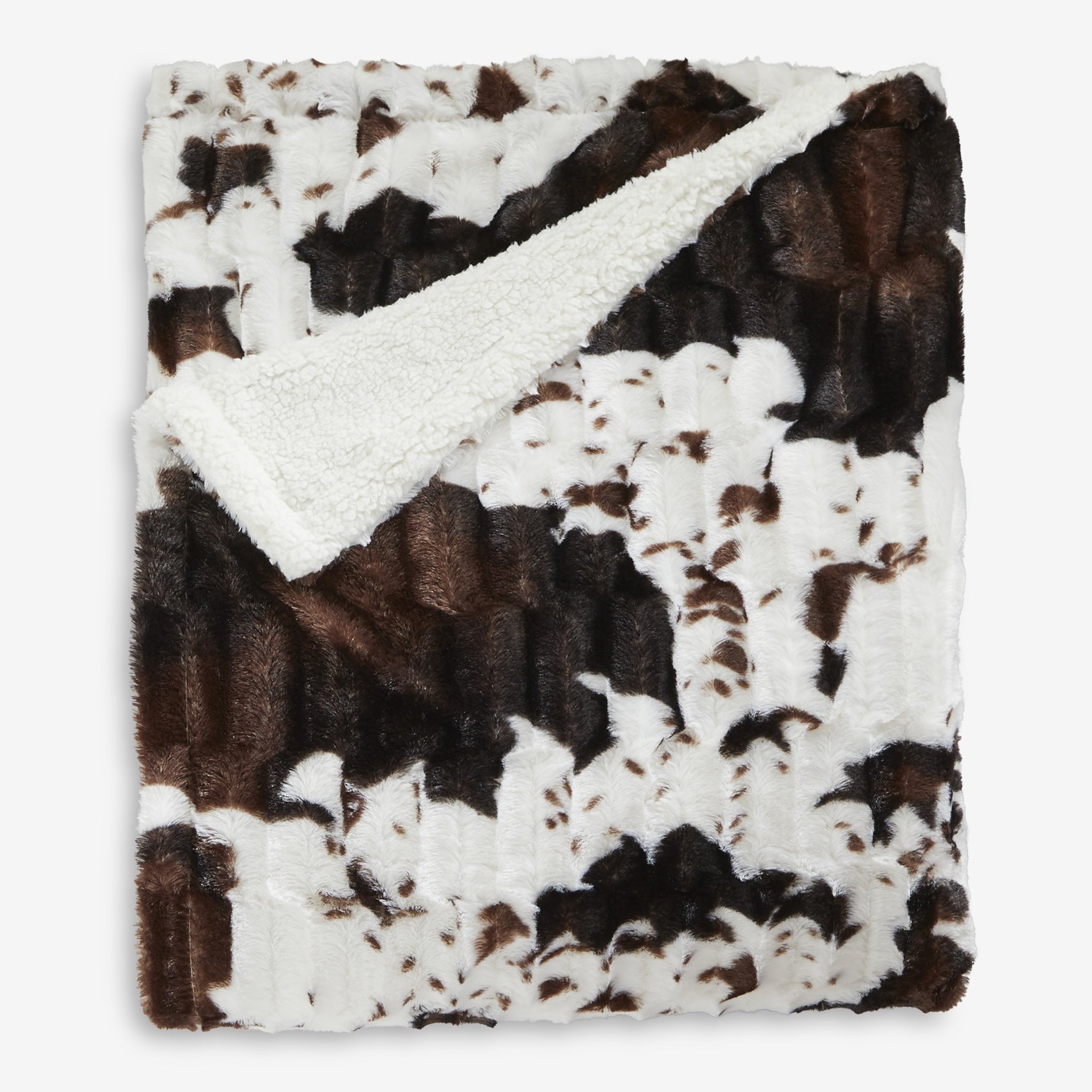 Cedar creek faux shop fur cow throw blanket