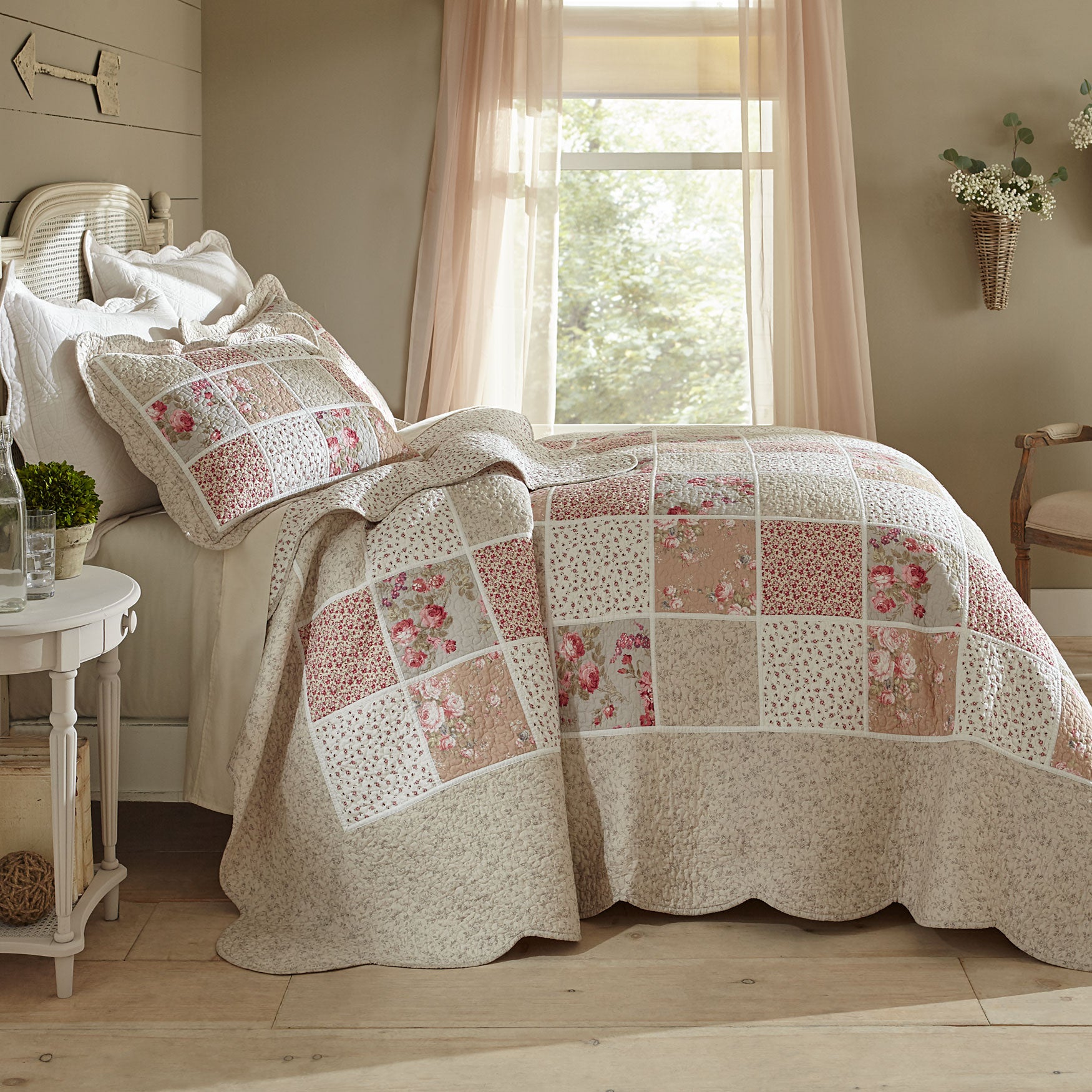 Isabella Floral Printed Patchwork Bedspread Bedspreads  Brylane Home