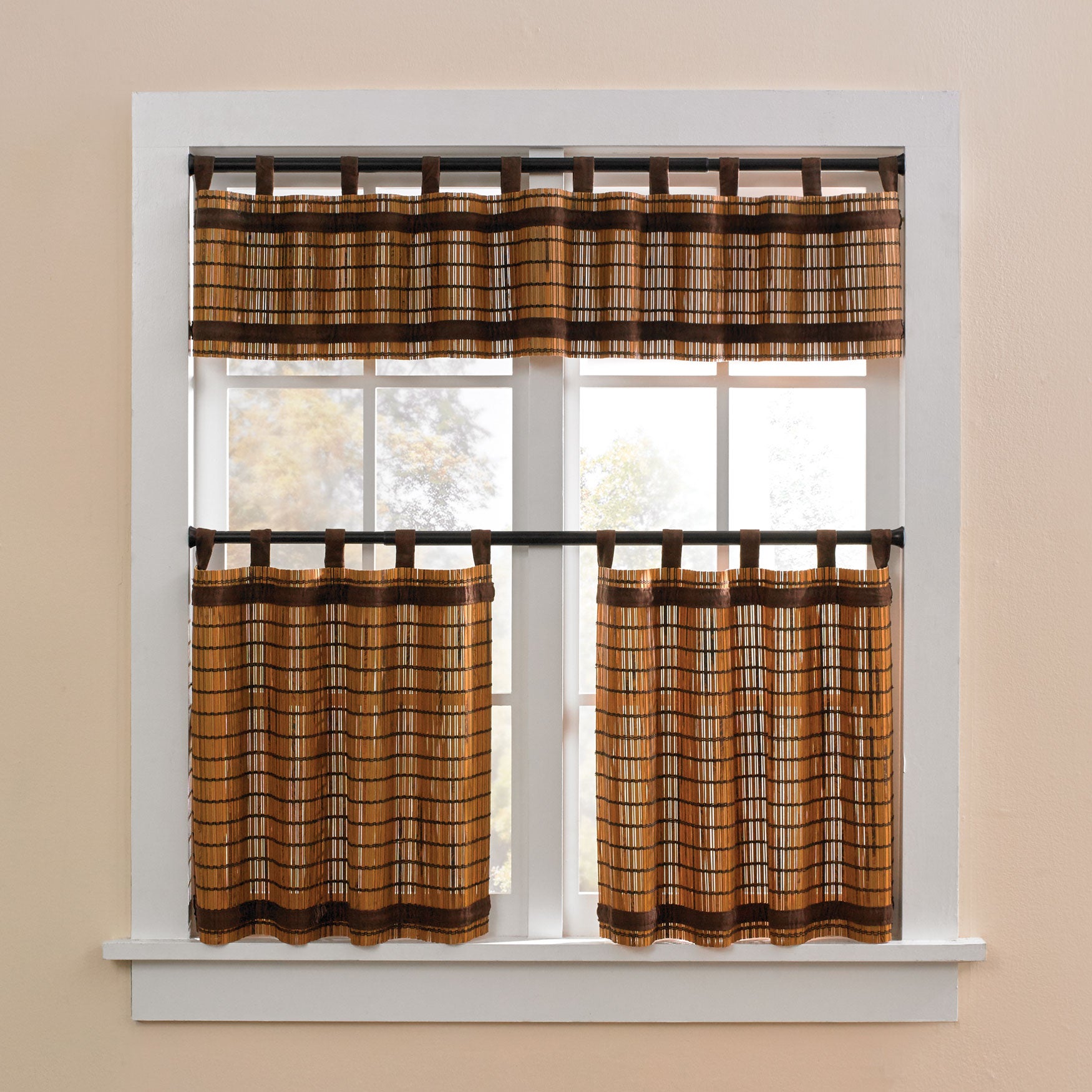 Bamboo Tab Top Tier Set Kitchen Curtains Brylane Home