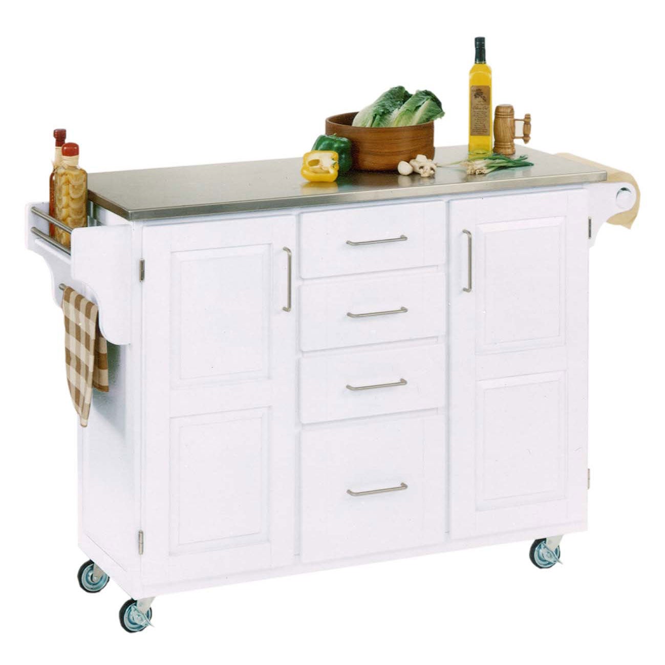 Large White Finish Create A Cart With Stainless Steel Top Plus Large White Finish Create A Cart With Stainless Steel Top