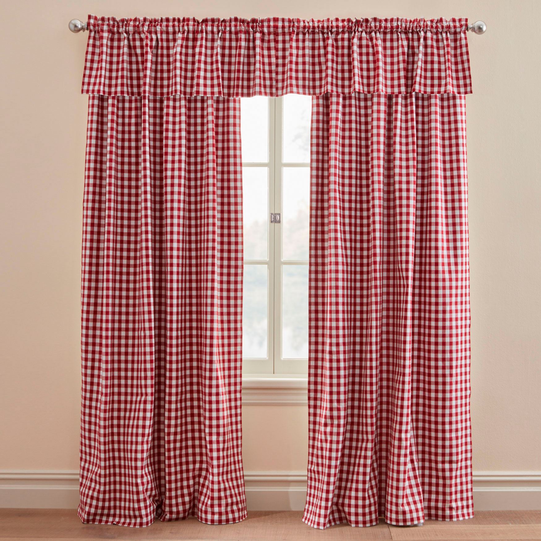 Gingham Rod Pocket Valance Plus Size Curtains Ds Brylane Home Gingham Rod Pocket Valance