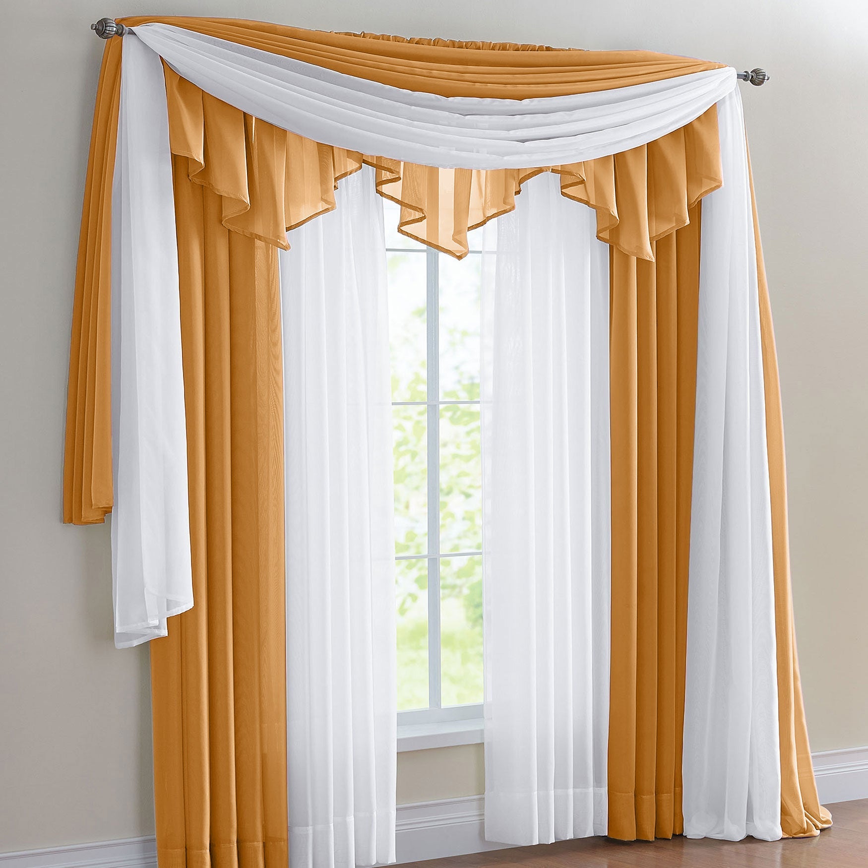 BH Studio Sheer Voile Ascot Valance Valances Brylane Home