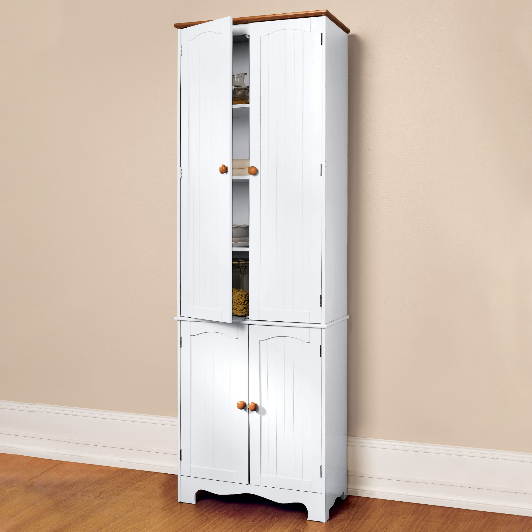 Country Kitchen Tall Cabinet, WHITE HONEY