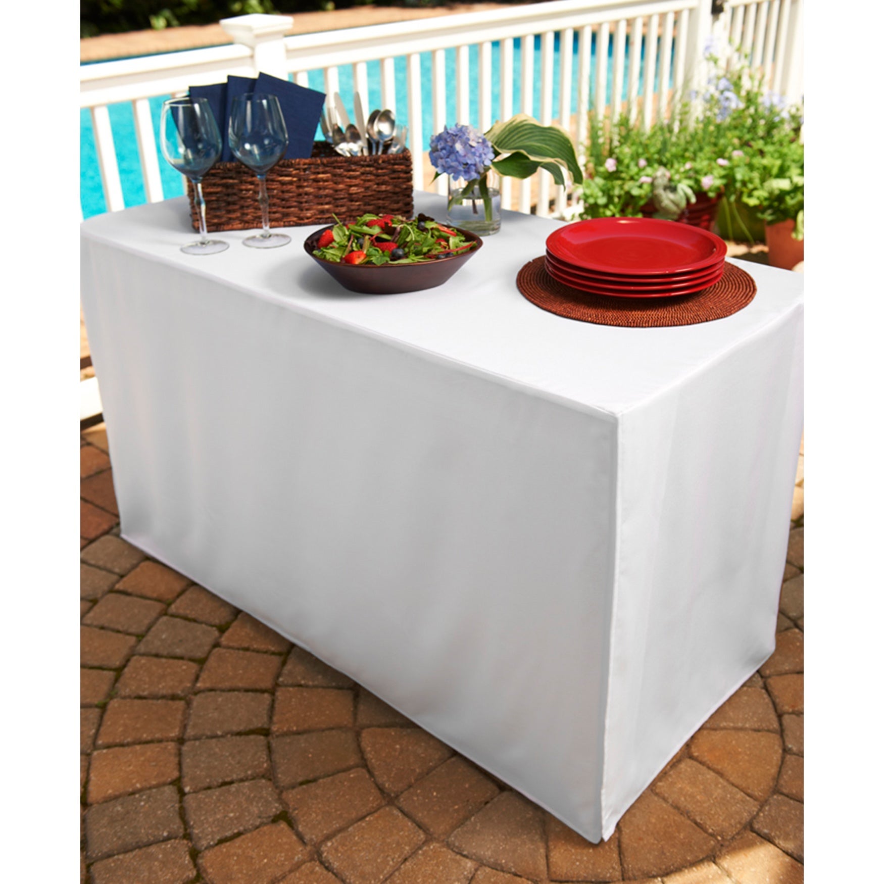 Simple Fresh Ideas Table Cover for Folding Table, White | Brylane Home