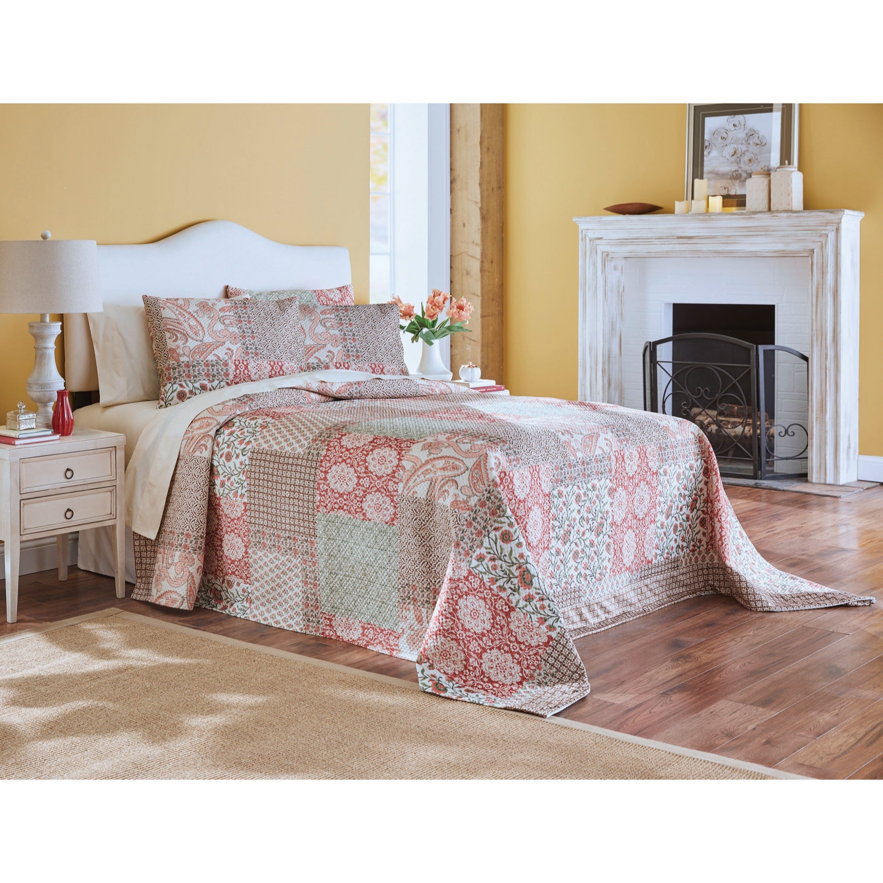 Velvet Printed Patchwork Bedspread Brylane Home