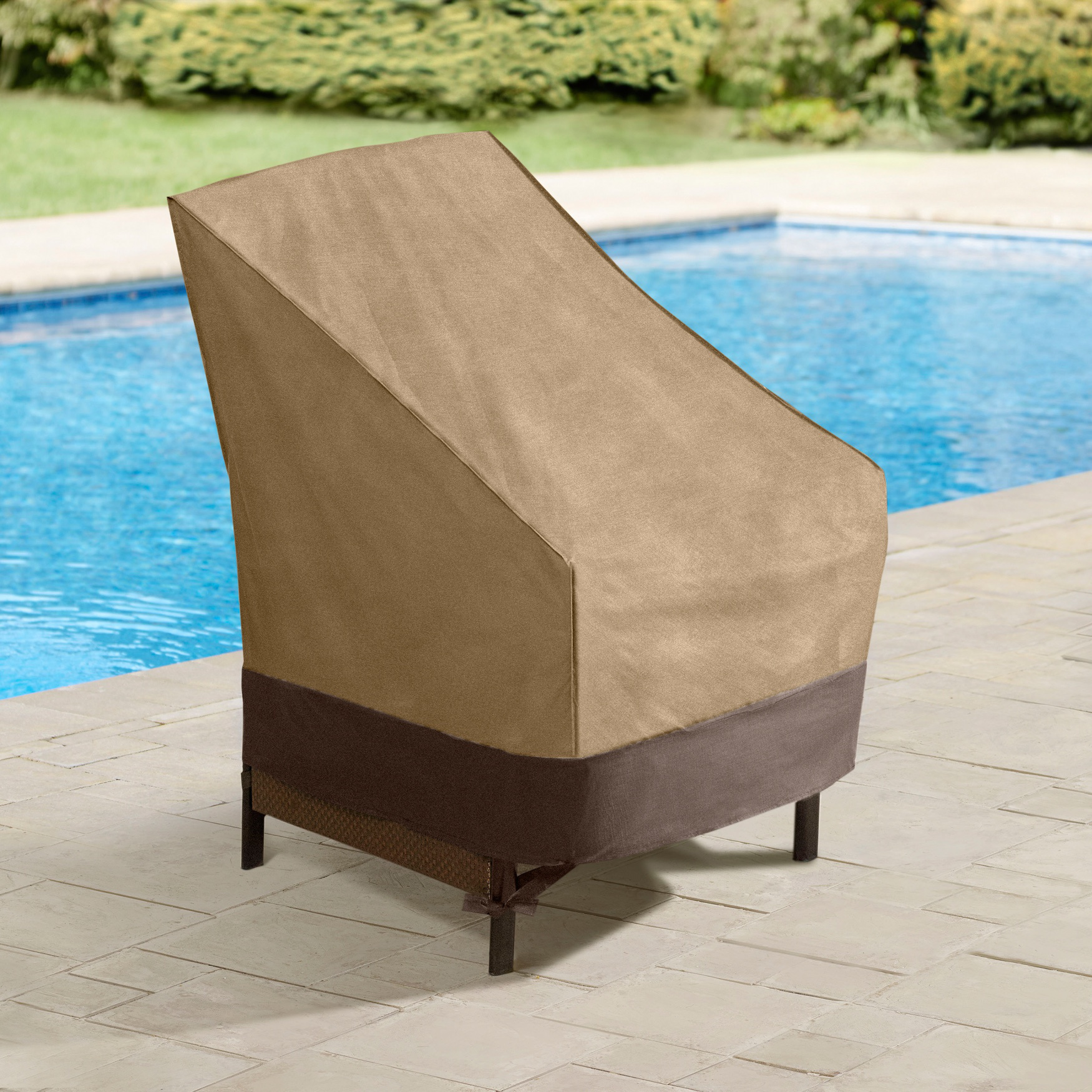 Outdoor High Back Chair Cover, TAUPE