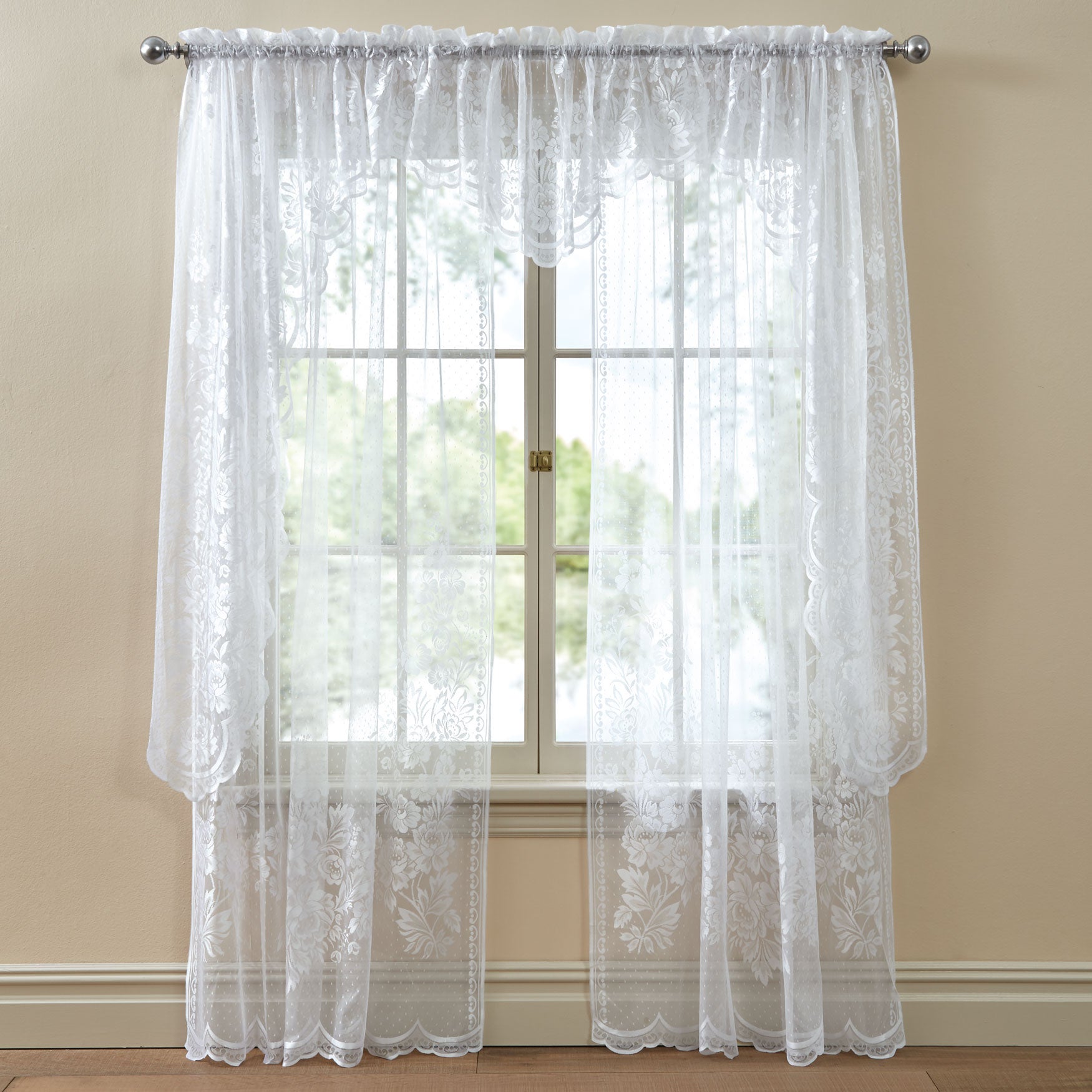 Amie Lace Cascade Valance Pair Valances Brylane Home