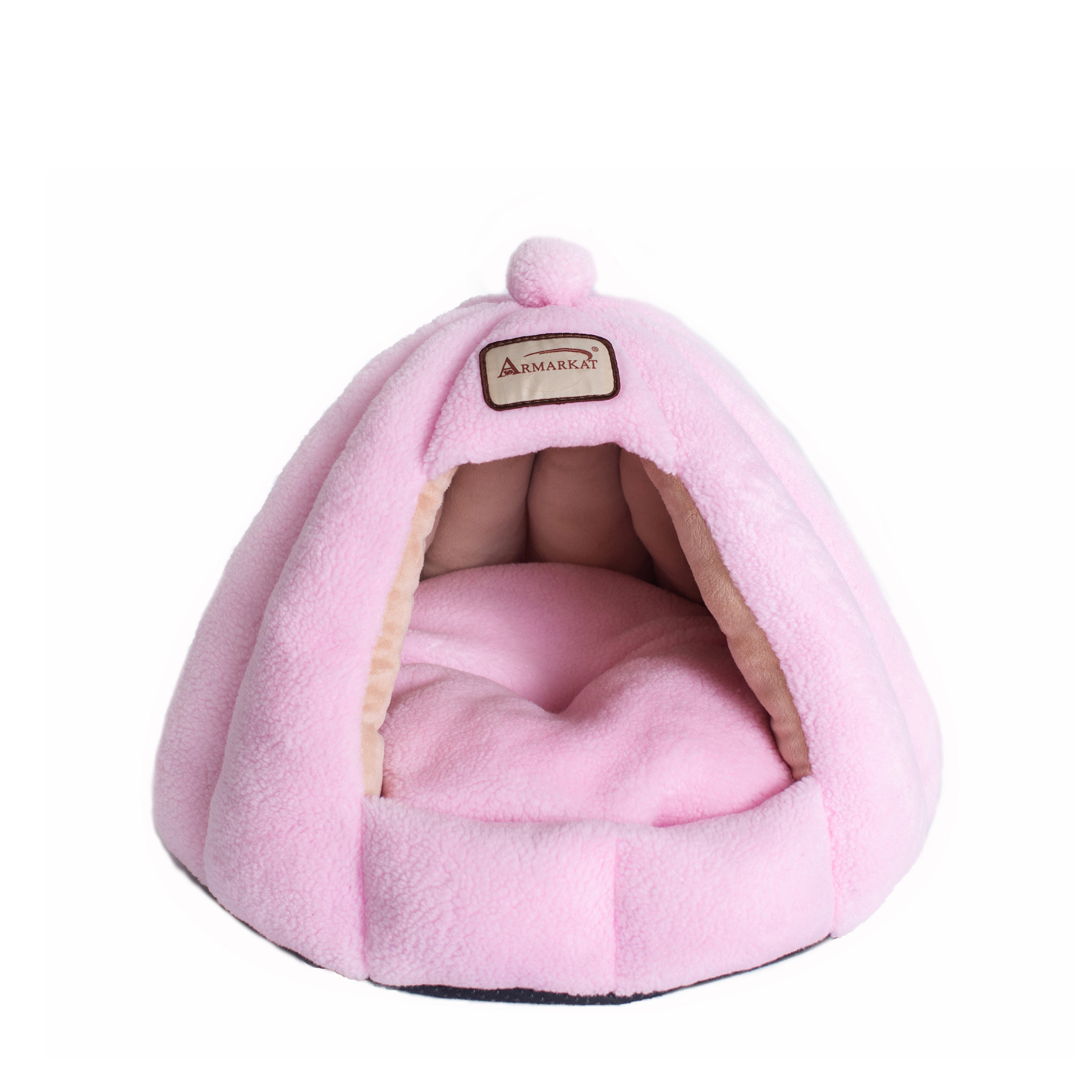 Plush Faux Fleece Cave Cat dog Bed, Soft PInk, PINK