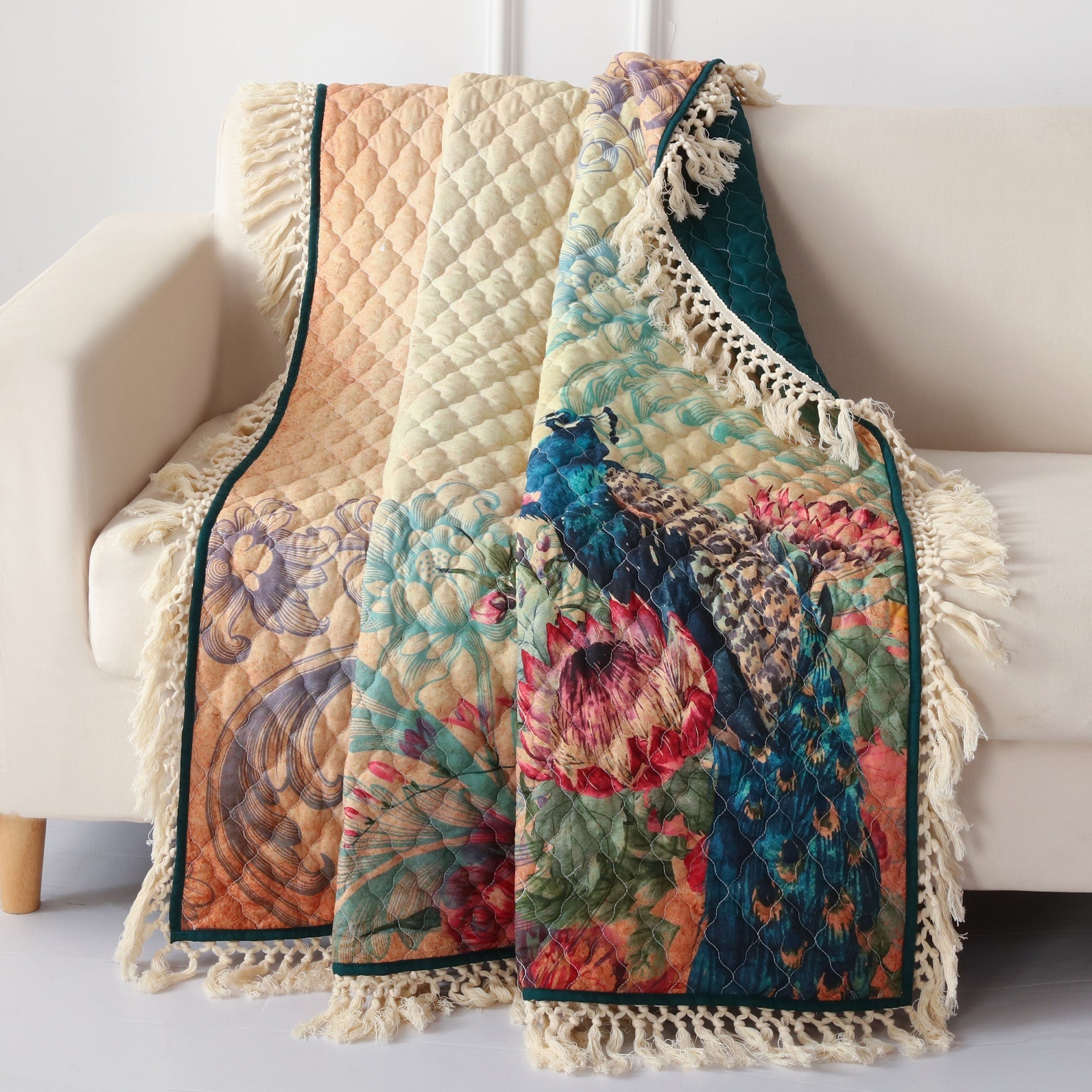 Eden Peacock Quilted Throw Blanket Brylane Home Eden Peacock Quilted Throw Blanket Brylane Home