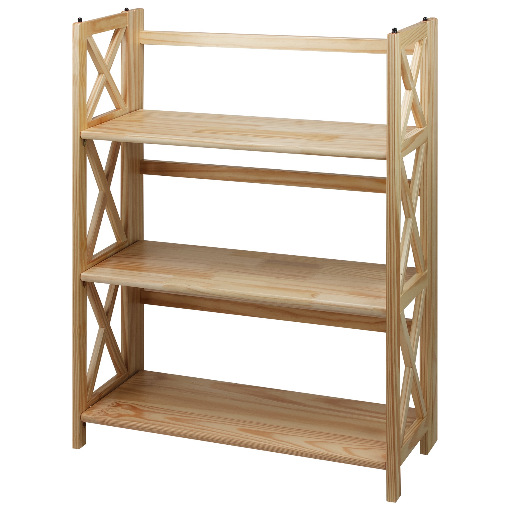 Montego 3-Shelf Folding Bookcase -Natural, NATURAL