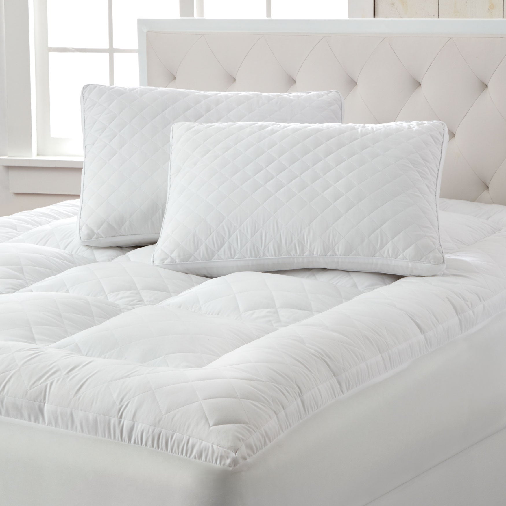 Small Diamond Quilted Mattress Topper Plus Size Bedding Brylane Home