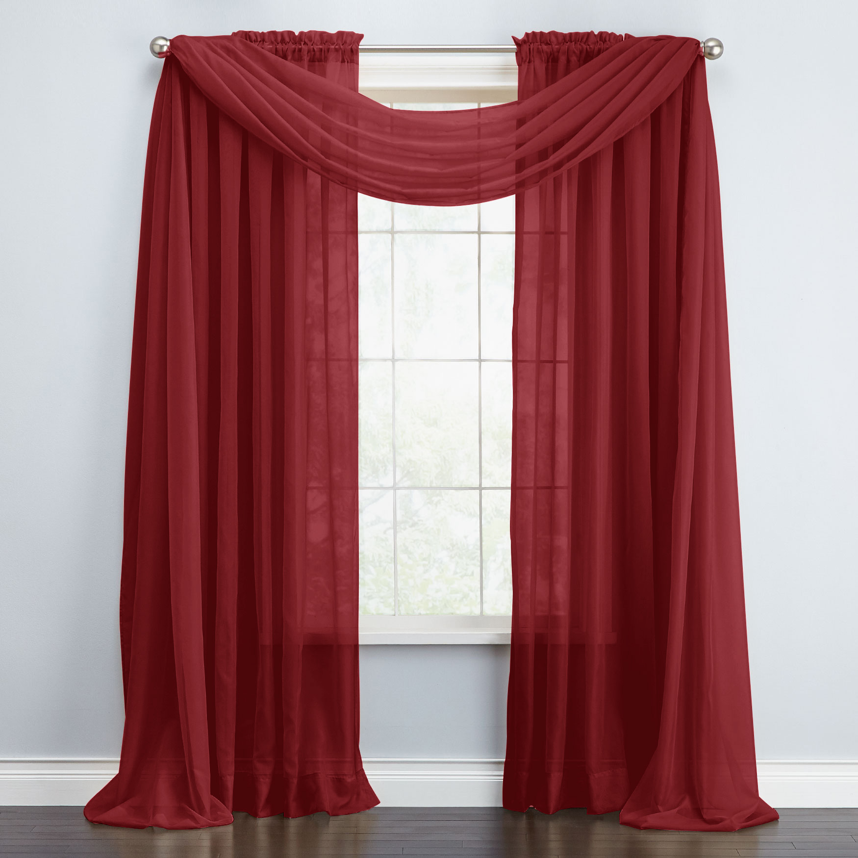 Fuchsia HOT PINK  SCARF SHEER VOILE WINDOW TREATMENT CURTAIN DRAPES VALANCE 