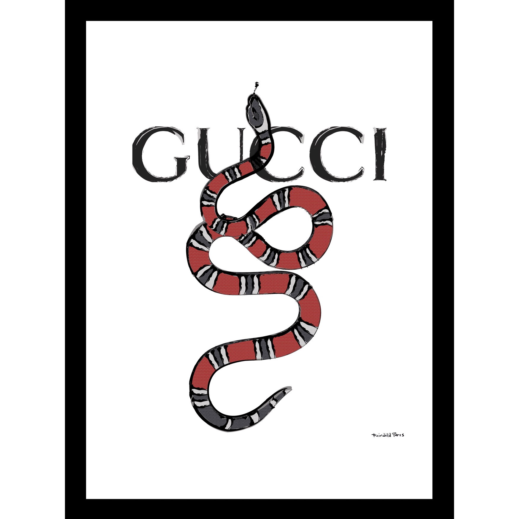 Gucci Snake x 18" Framed Print | Brylane