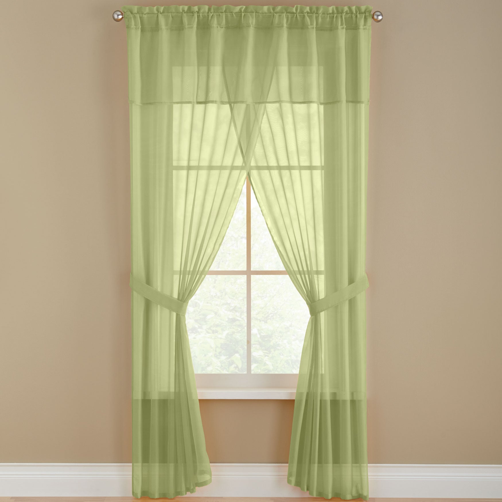 Bh Studio Sheer Voile 5 Pc One Rod Curtain Set Window Brylane Home