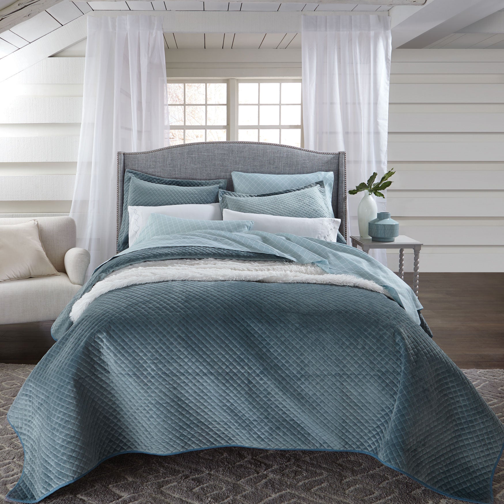 Velvet Embossed 3Pc. Quilt Set Bedding Brylane Home