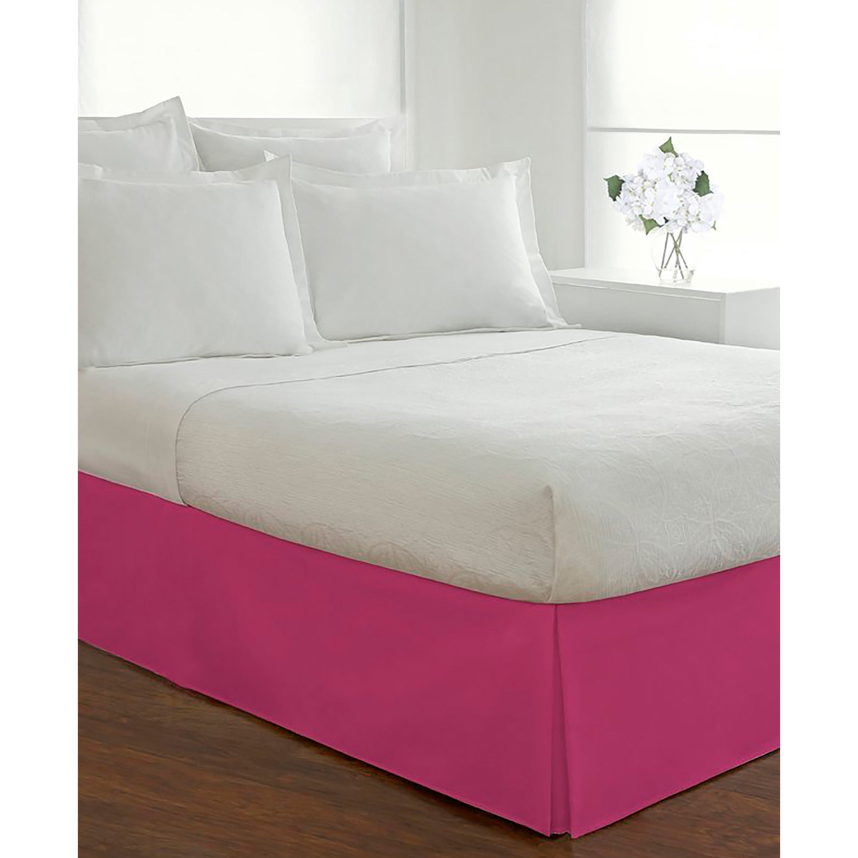 Simple Luxury Hotel Classic Tailored 14" Drop Pink Bed Skirt, Pink