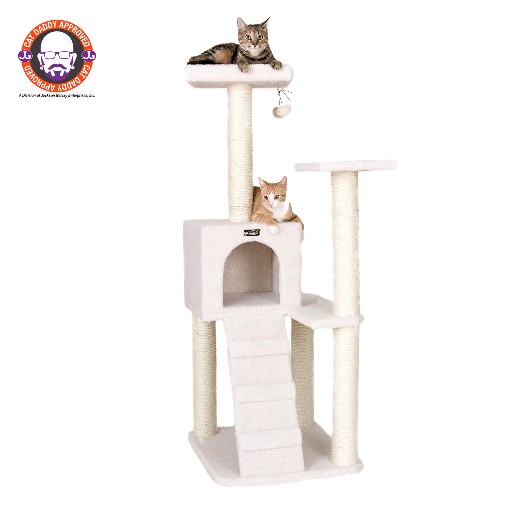 Ivory Fleece Covered 53&quot; High Cat Tree, IVORY