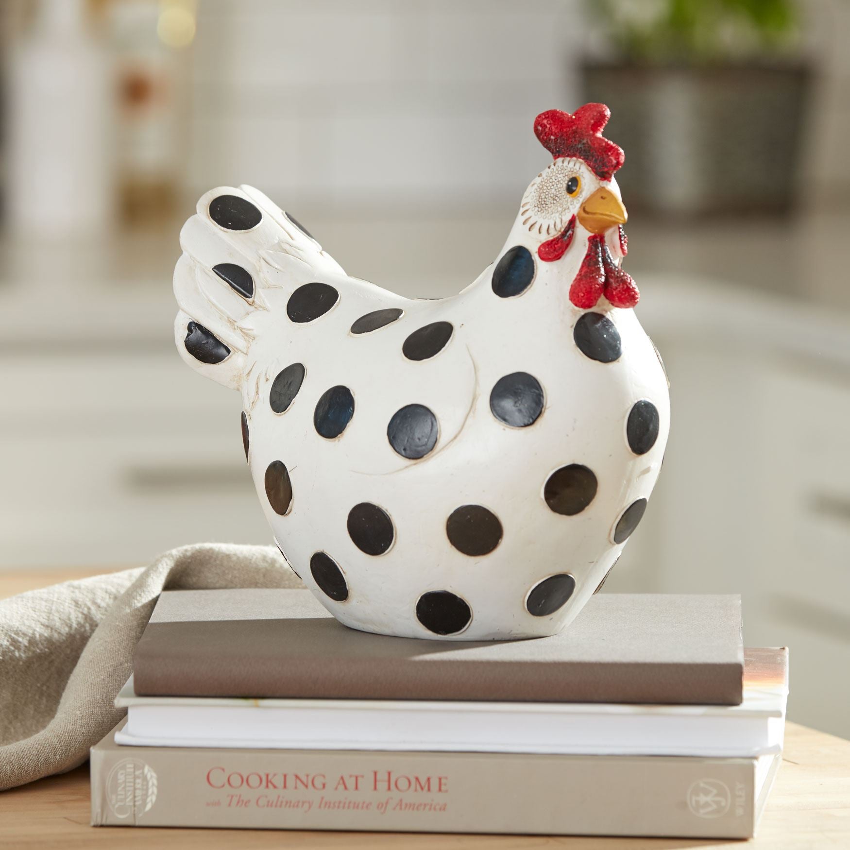 polka dot ceramic chicken
