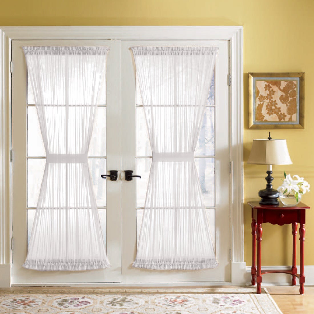 Bh Studio Sheer Voile Door Panel With Tiebacks Sheer
