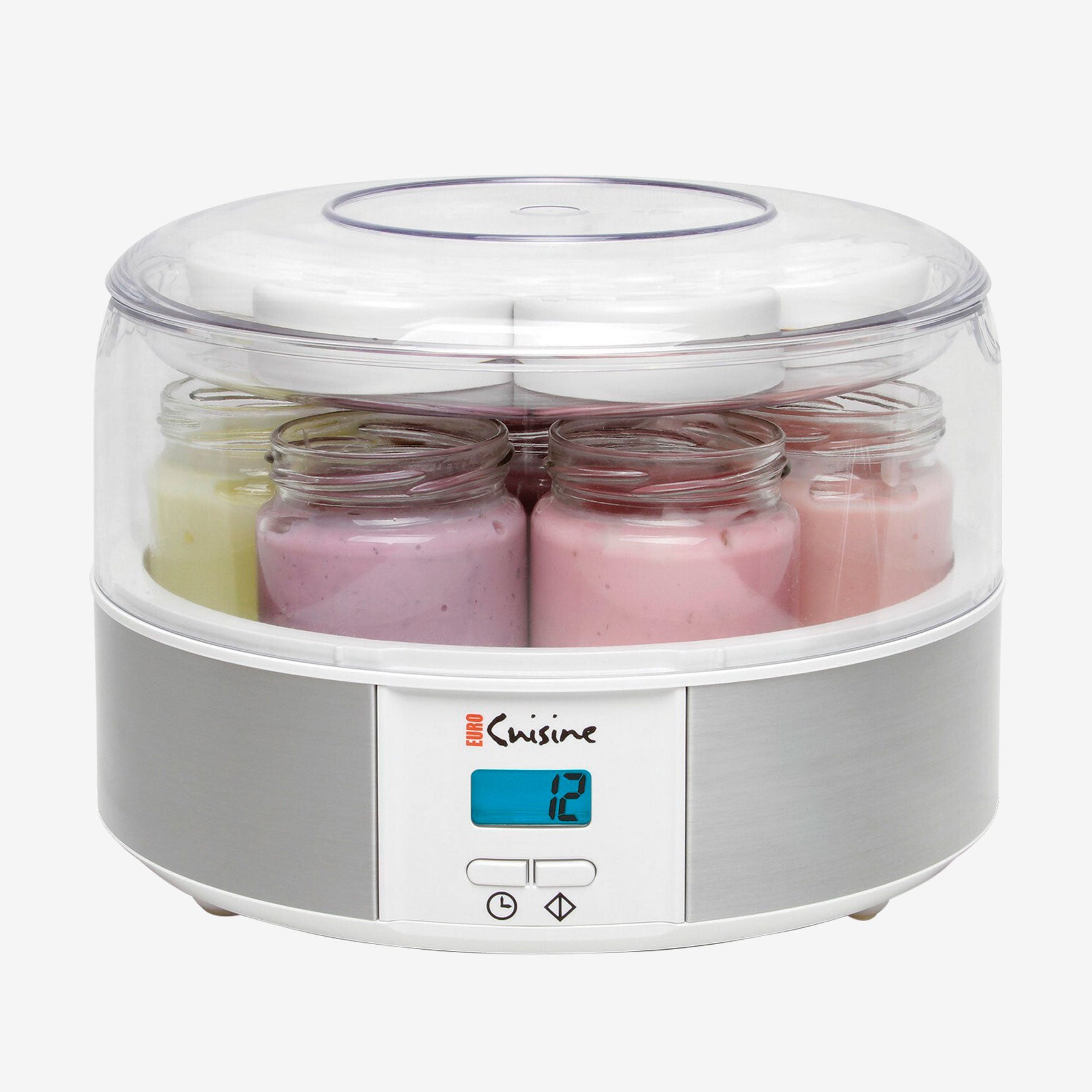 Euro Cuisine Electric Digital Automatic Yogurt Maker with 7 Glass Jars