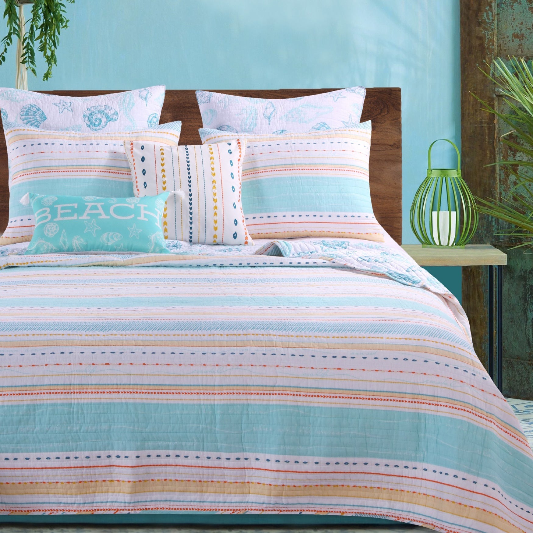 Pacifica Aqua Quilt Set Brylane Home