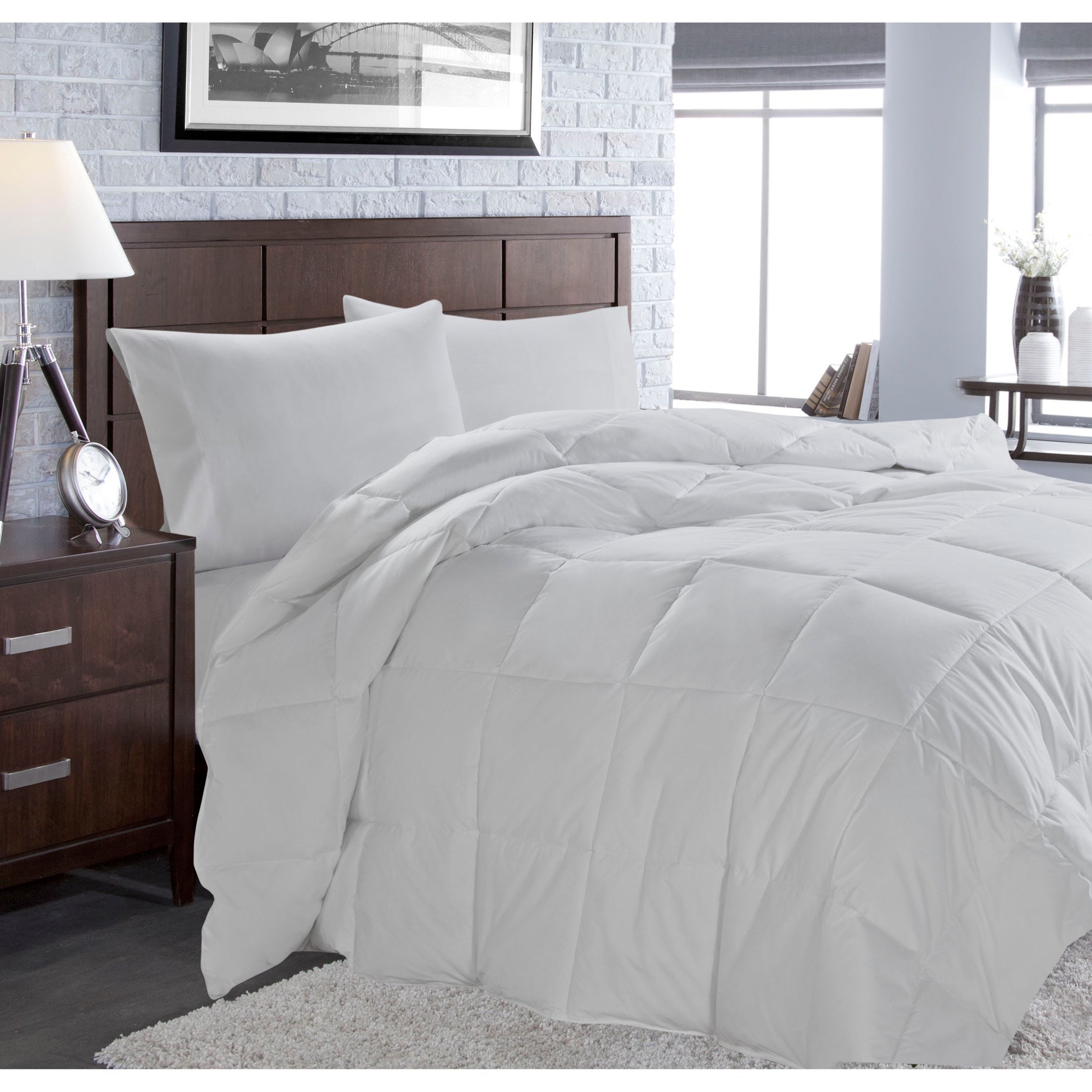 Simple White Goose Down Comforter, White Brylane Home