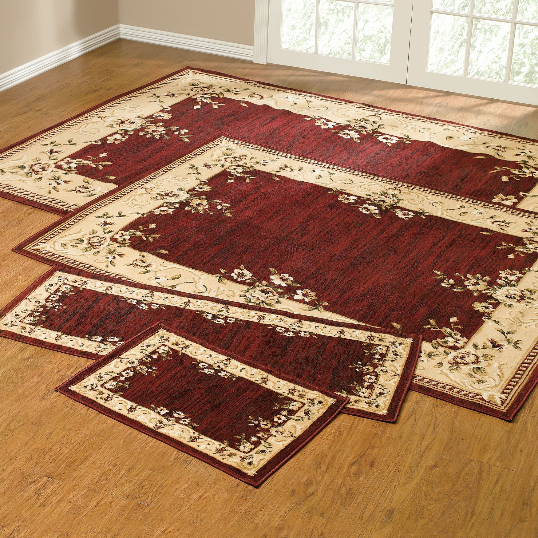 Rose Border 4Pc. Rug Set Rugs Brylane Home