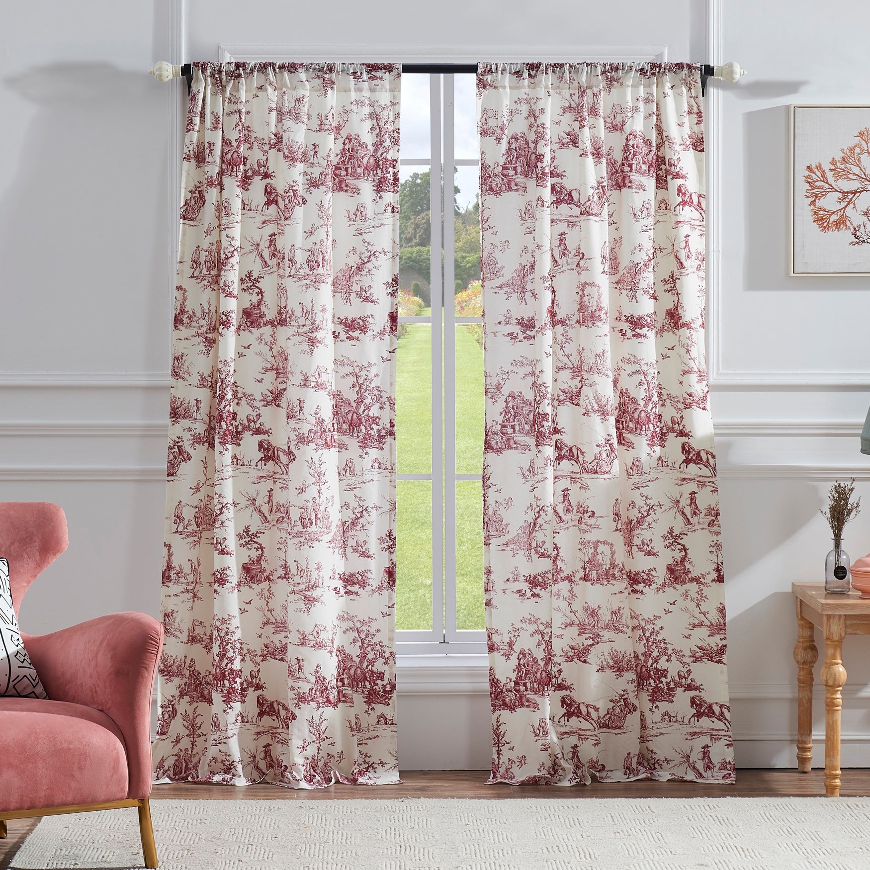 Classic Toile Curtain Panel Pair by Greenland Home Fashions Rod Pocket Curtains Brylane Home
