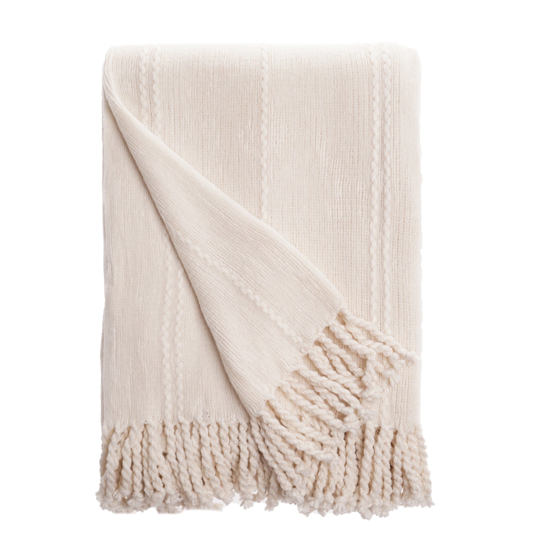 Battilo Home Cable Knit Woven Luxury Throw Blanket With Tasseled Ends