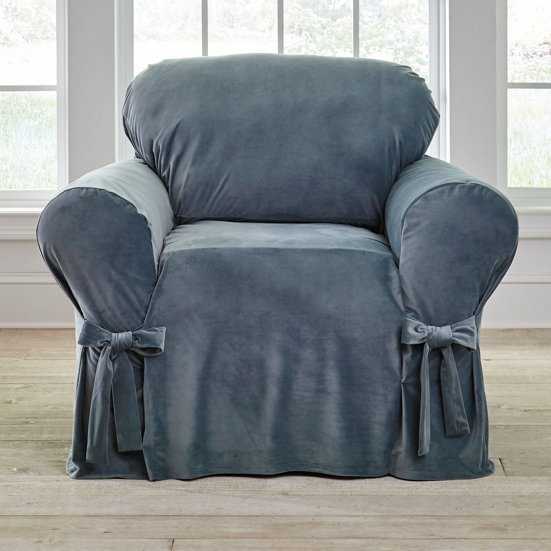 Velvet Chair Slipcover Plus Size Sofa Covers Brylane Home Velvet Chair Slipcover
