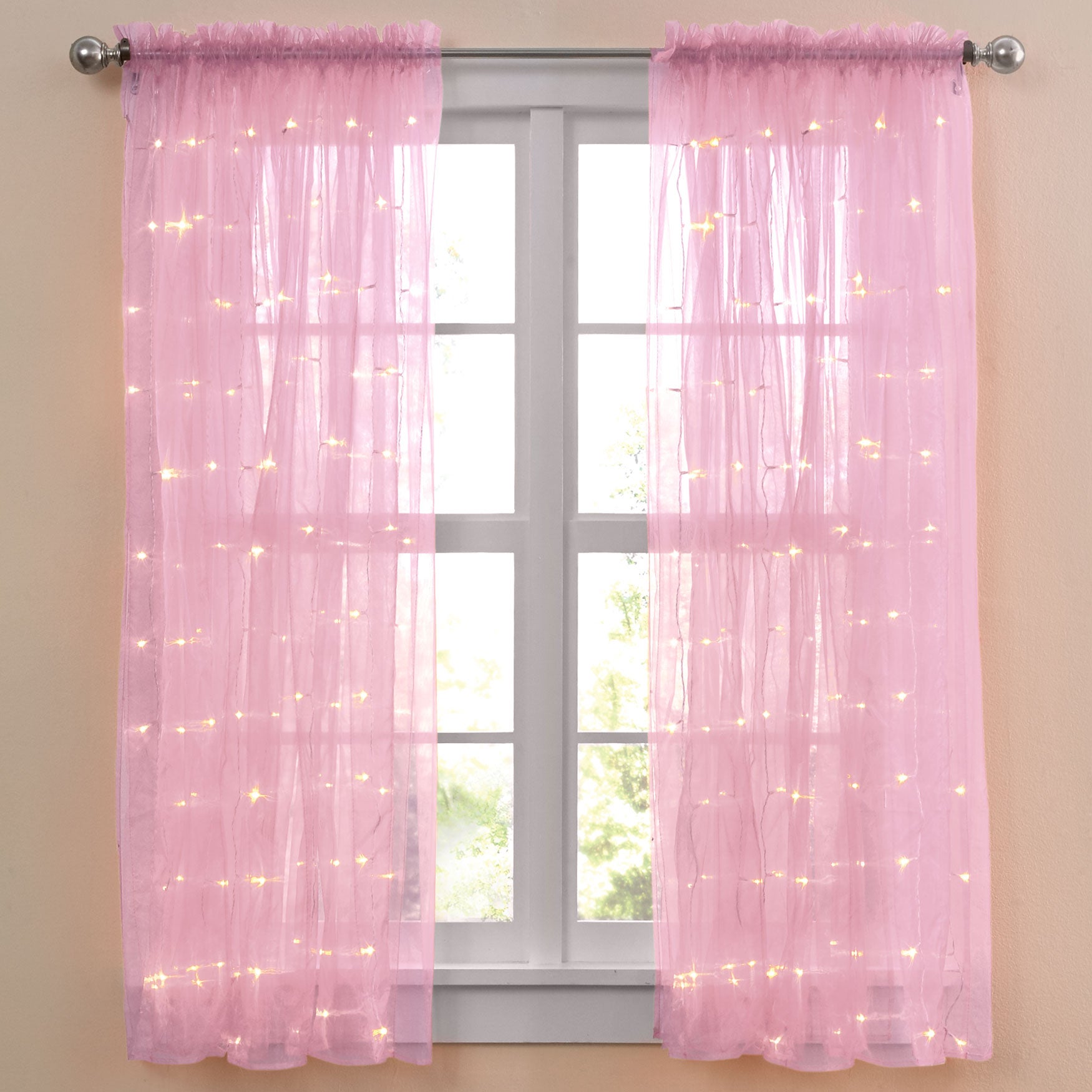 63 Pre Lit Rod Pocket Curtain Panel Sheer Curtains Brylane Home