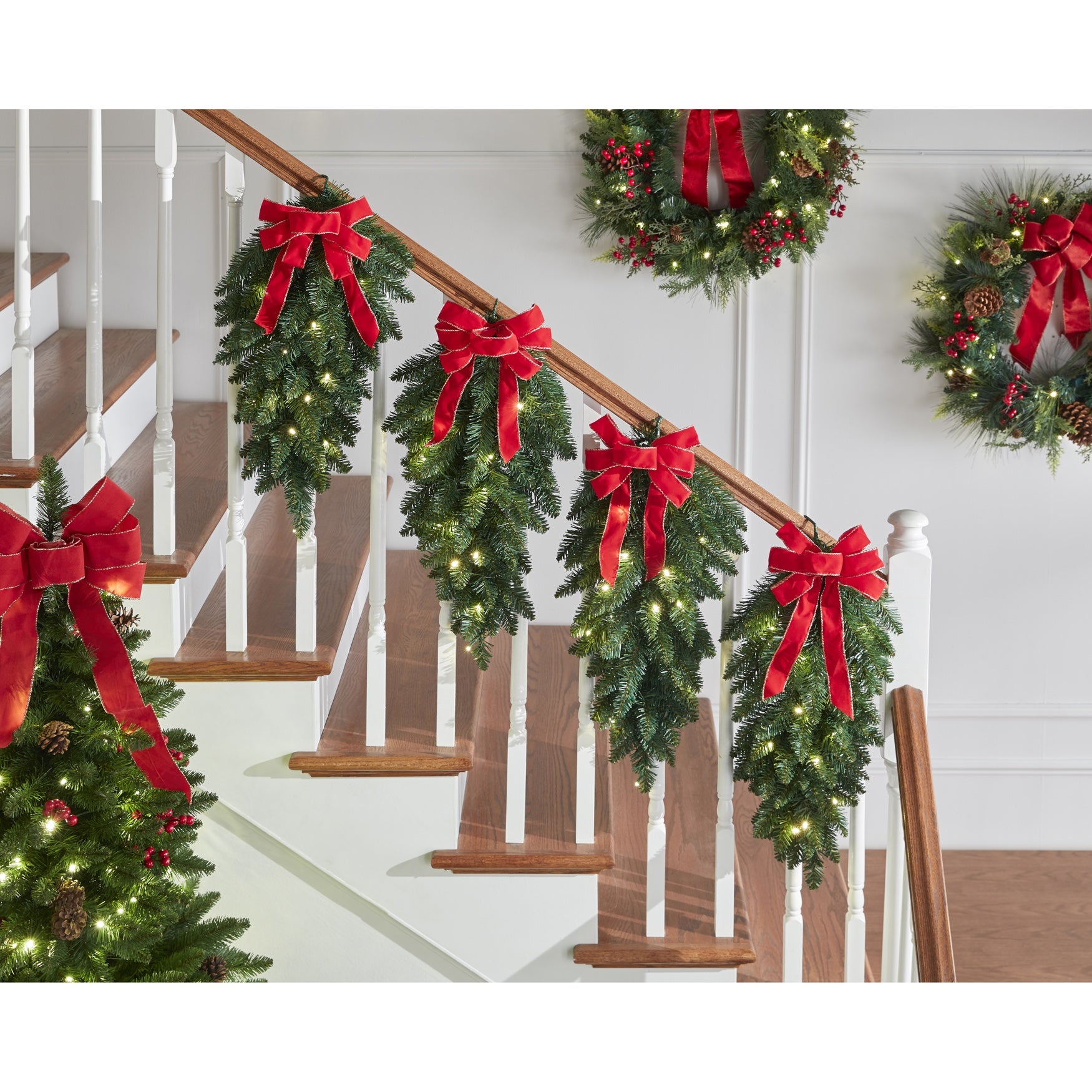 PreLit Stair Swags, Set of 4 Brylane Home